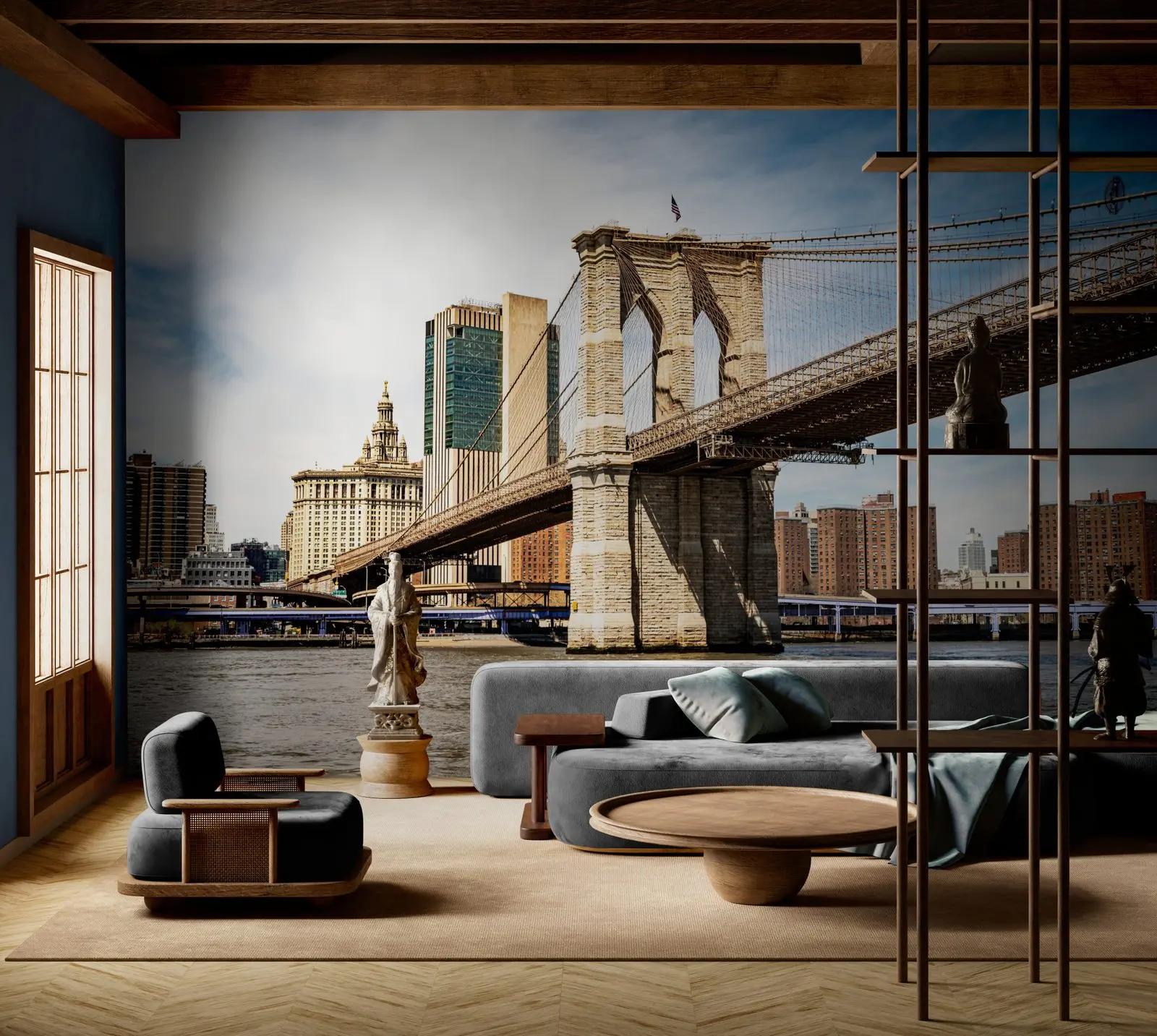 Brooklyn Bridge and City Skyline Wallpaper Mural