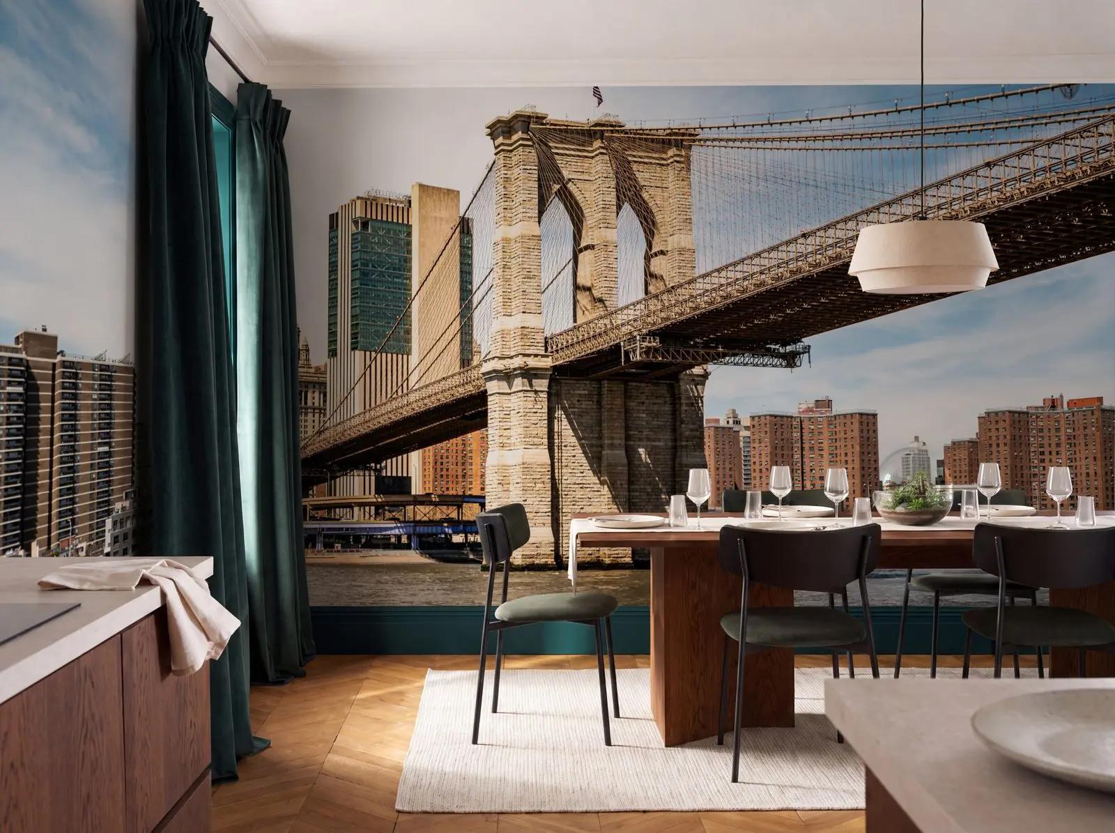 Brooklyn Bridge and City Skyline Wallpaper Mural