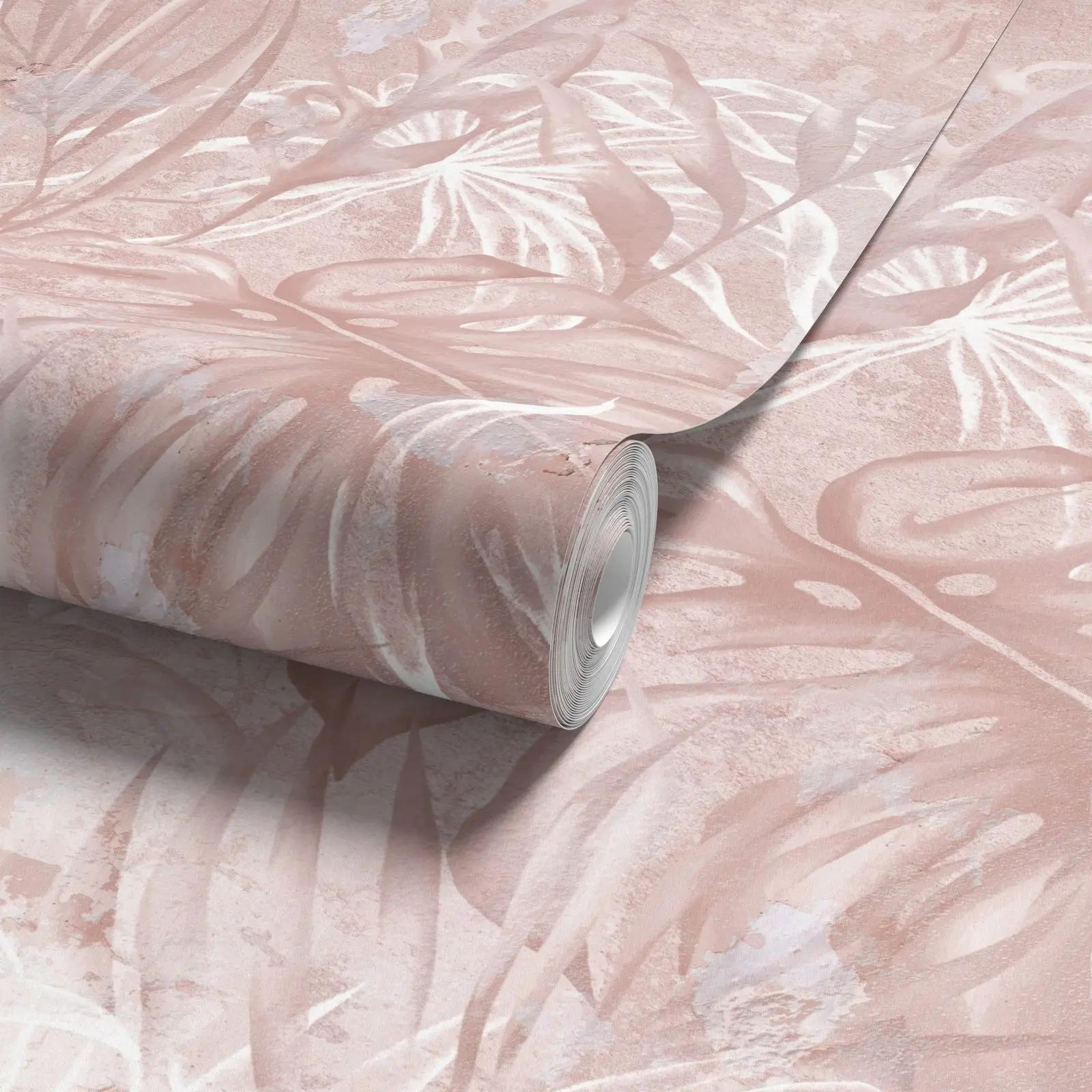 Blush Pink Tropical Leaf Wallpaper Mural