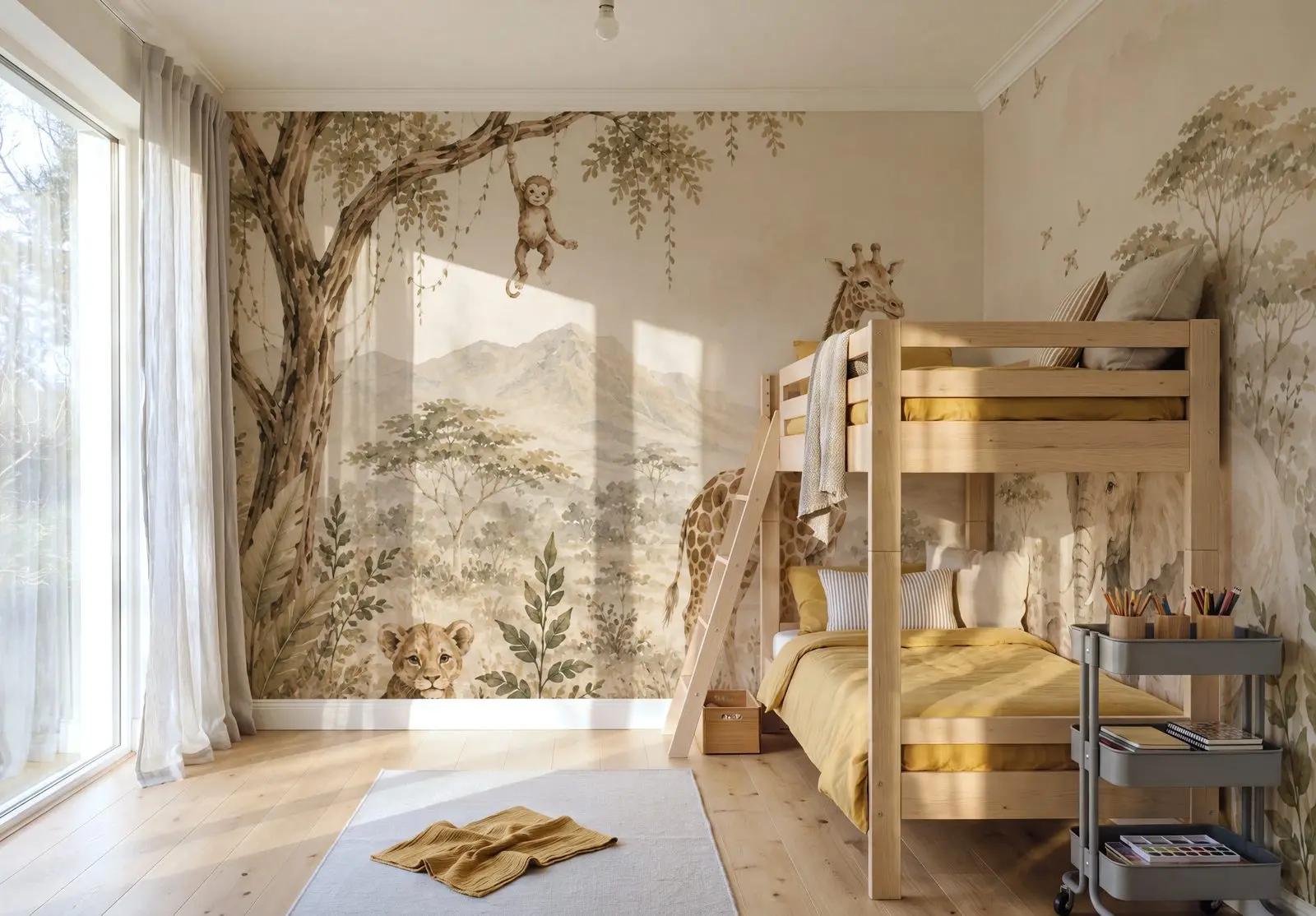 Watercolor Safari Nursery Wallpaper Mural