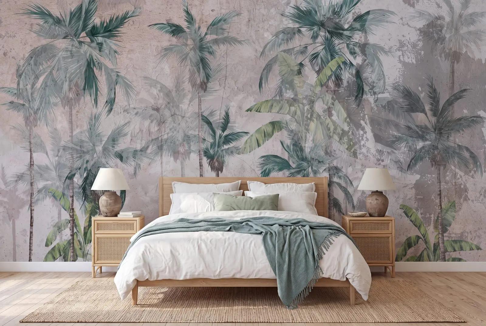 Teal Green Palm Tree Wallpaper Mural