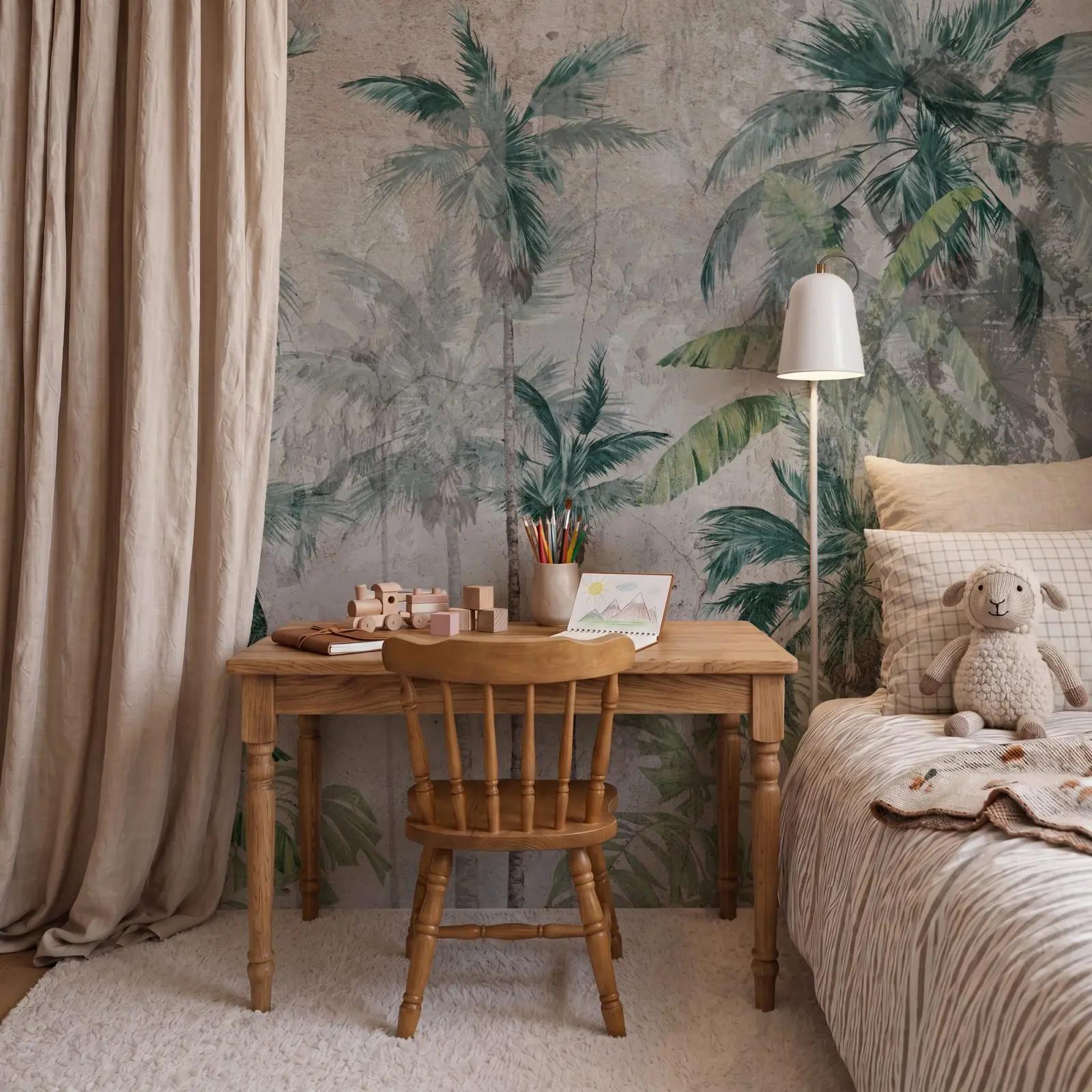 Teal Green Palm Tree Wallpaper Mural