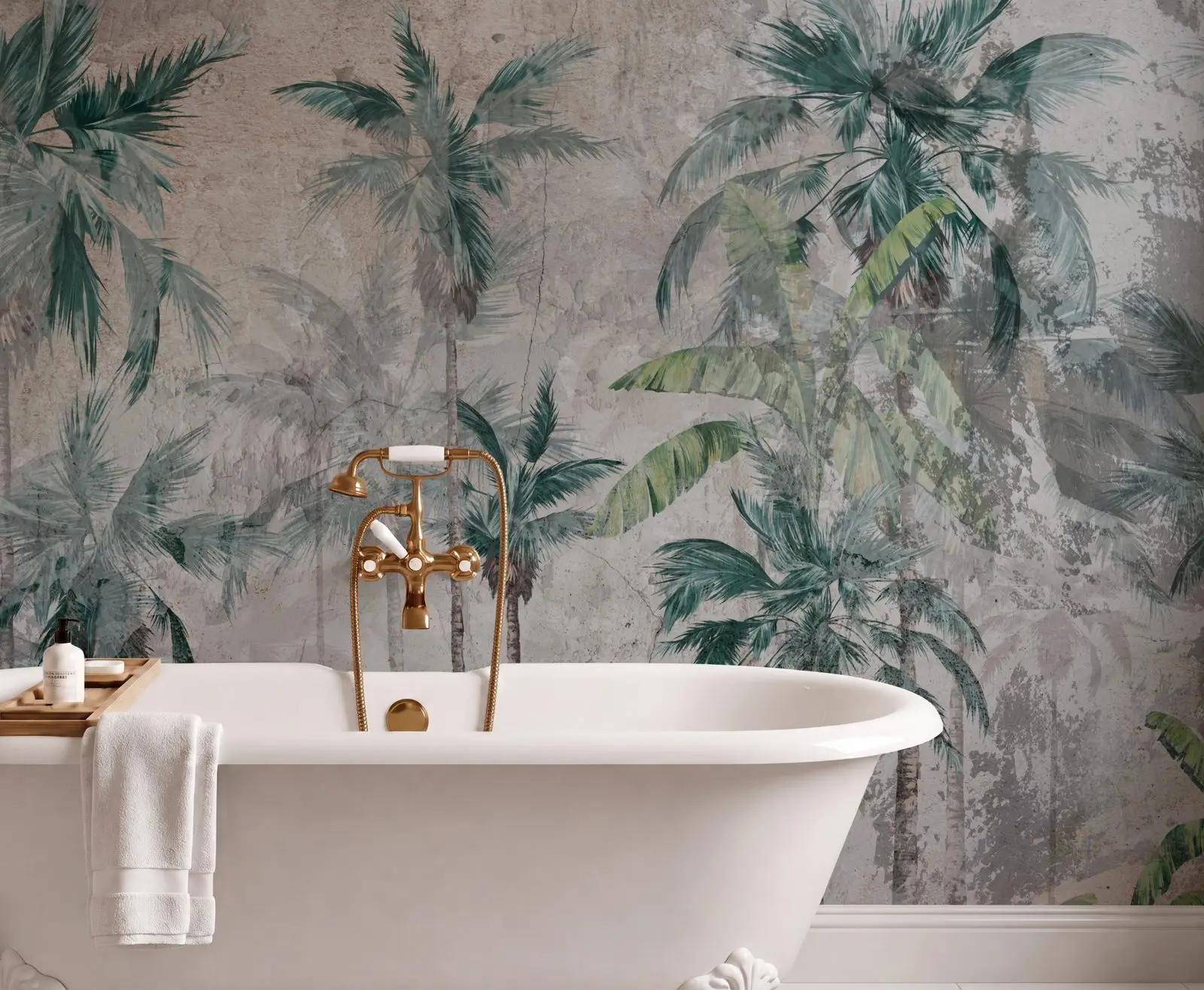 Teal Green Palm Tree Wallpaper Mural
