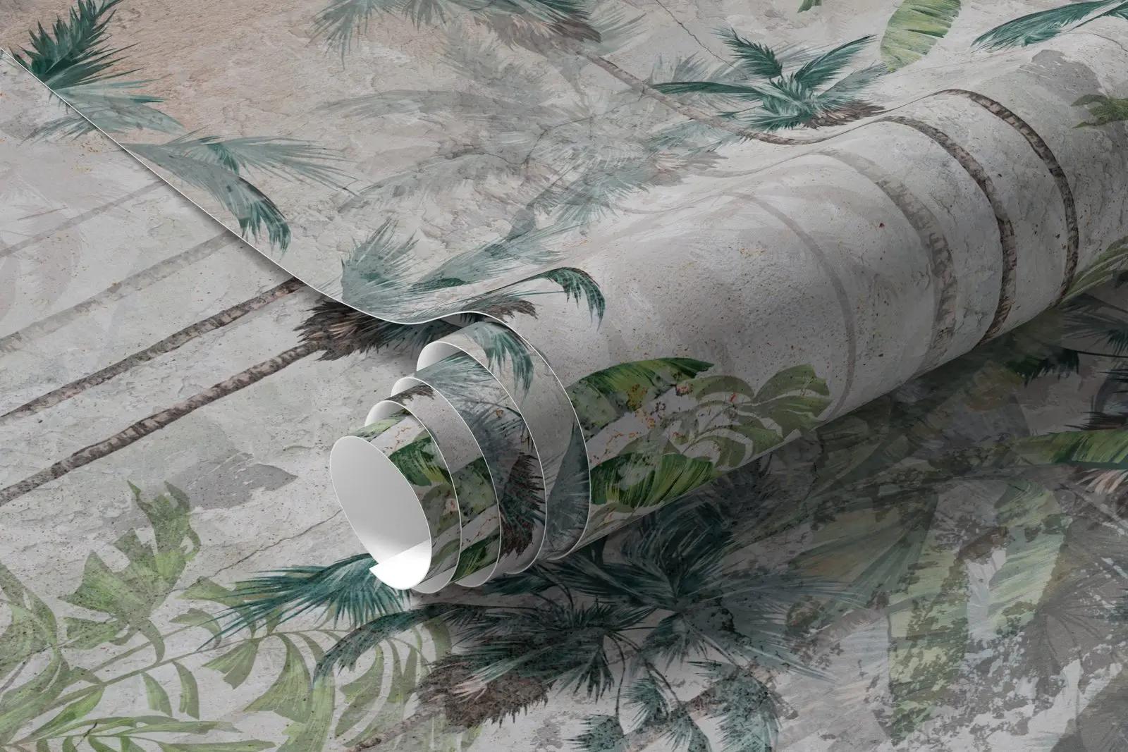 Teal Green Palm Tree Wallpaper Mural