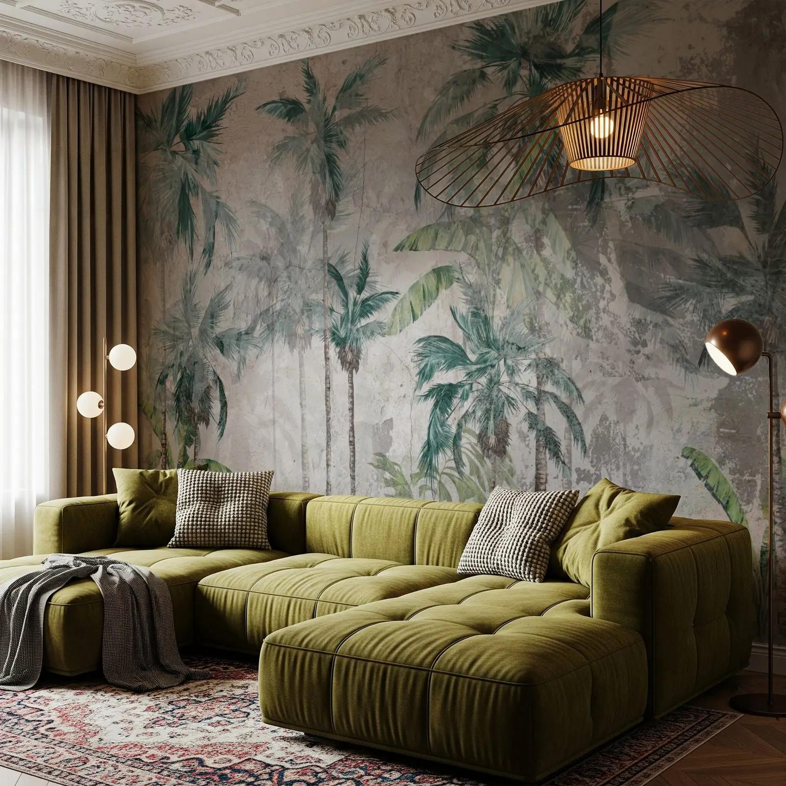 Teal Green Palm Tree Wallpaper Mural
