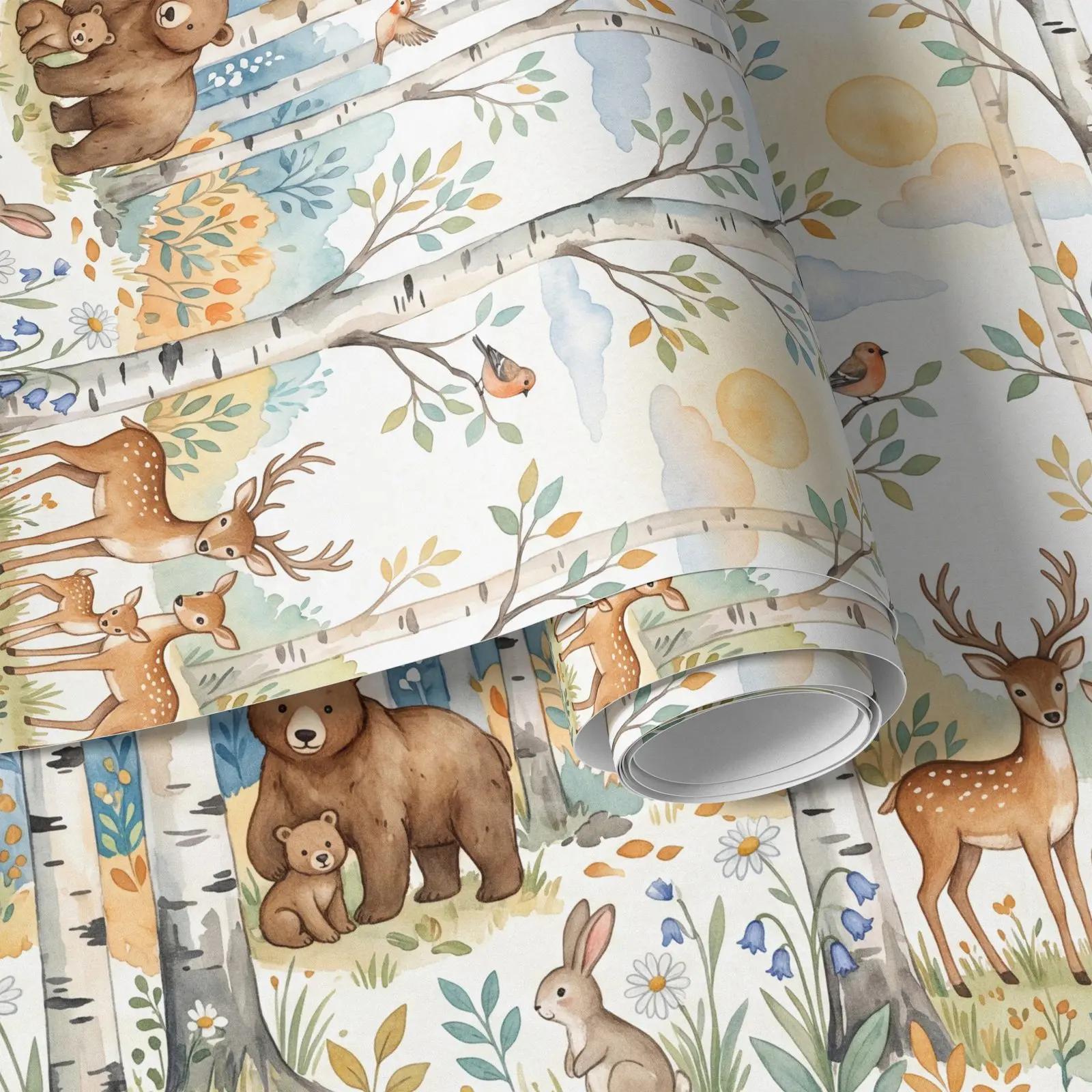 Woodland Animals Birch Forest Wallpaper Mural