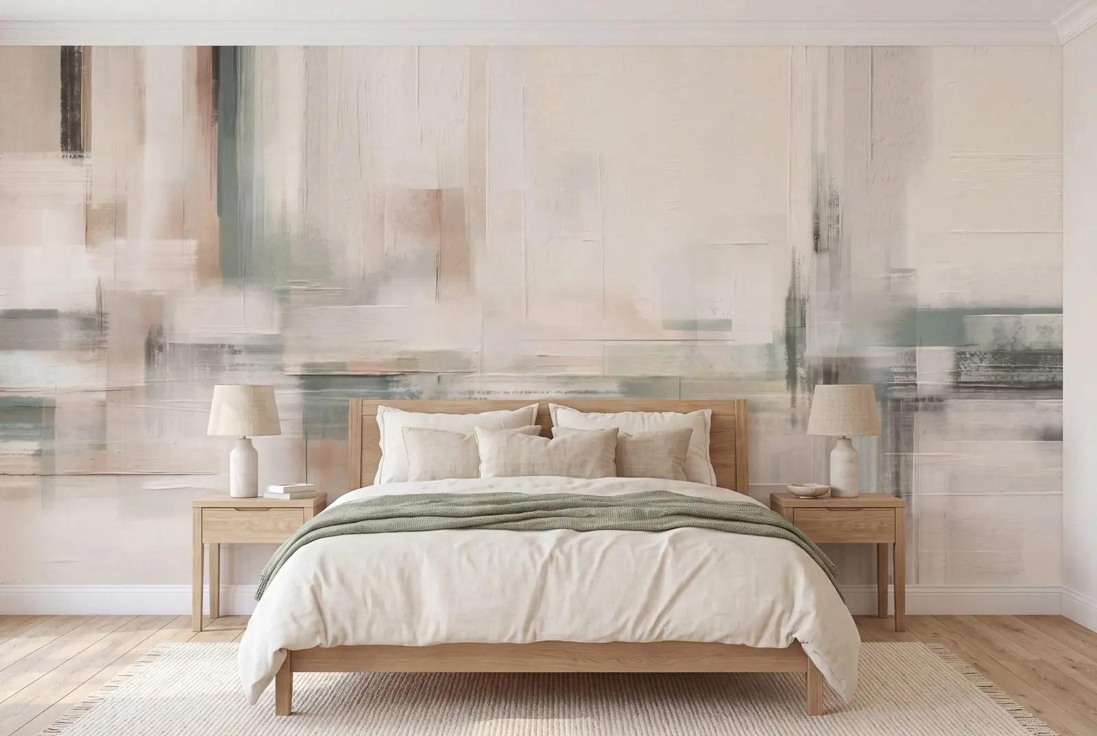 Cream and Sage Abstract Wallpaper Mural