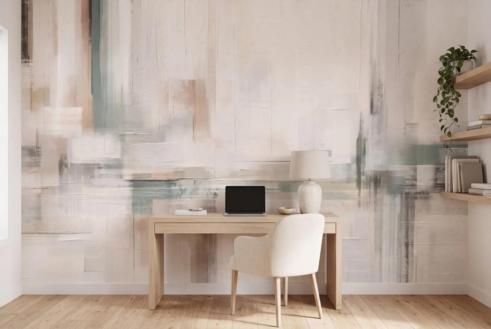 Cream and Sage Abstract Wallpaper Mural