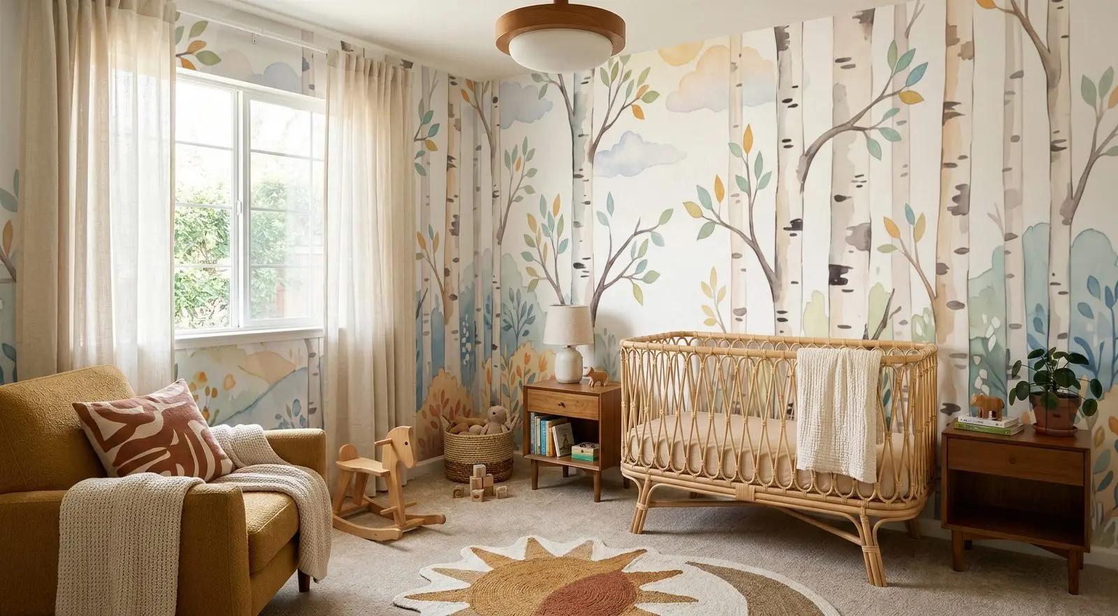 Watercolor Birch Forest Wallpaper Mural