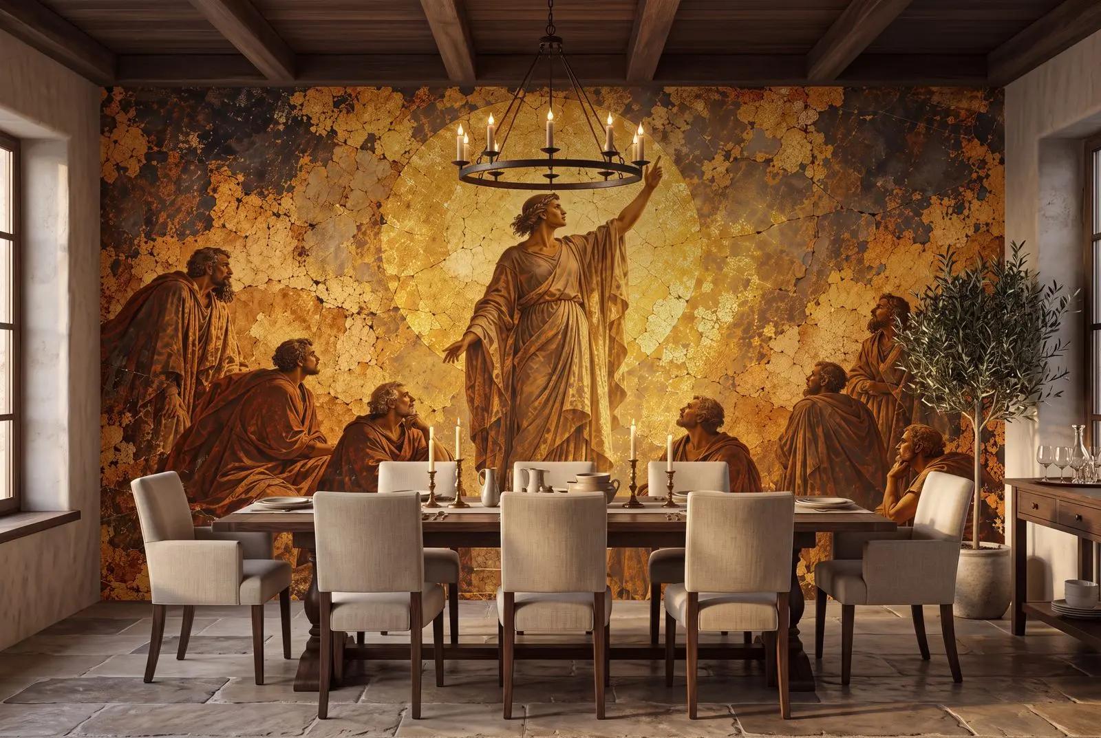 Renaissance Wallpaper Mural with Golden Halo