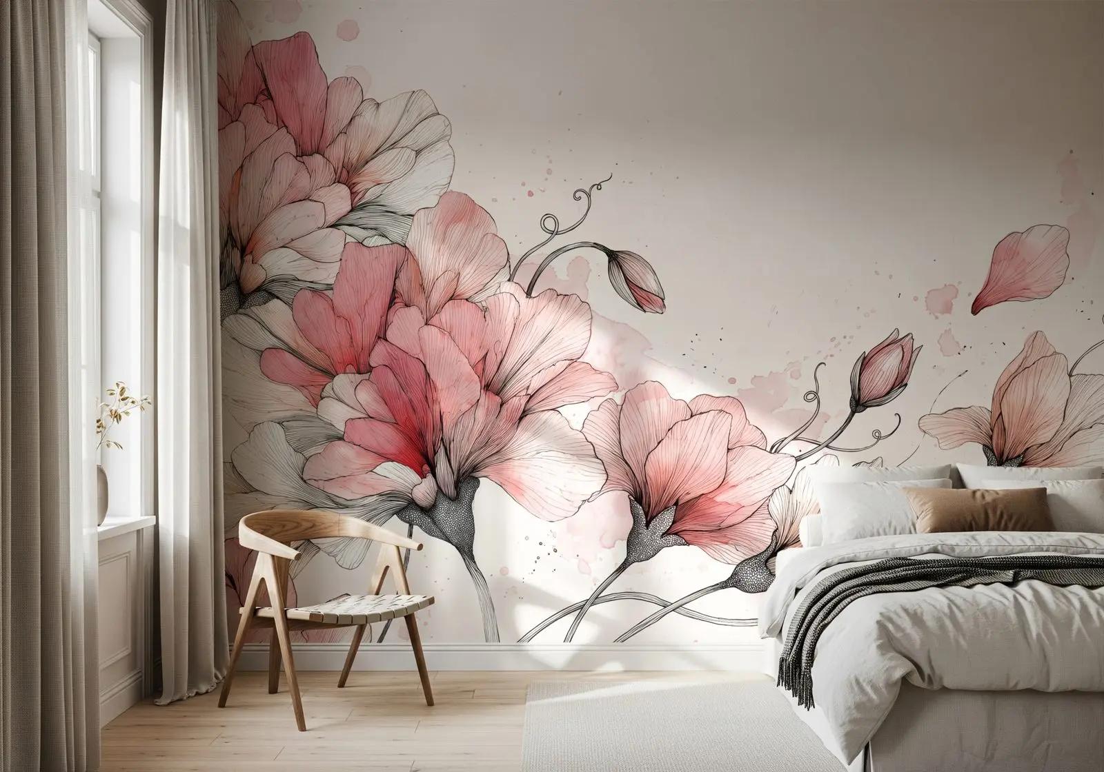 Blush Sweet Pea Wallpaper Mural