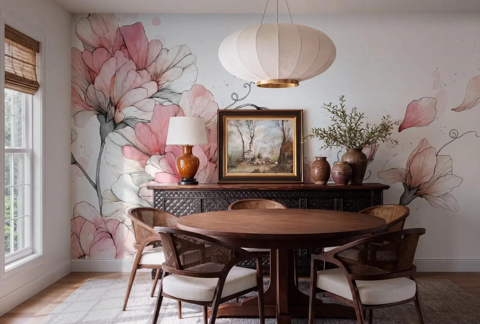 Blush Sweet Pea Wallpaper Mural
