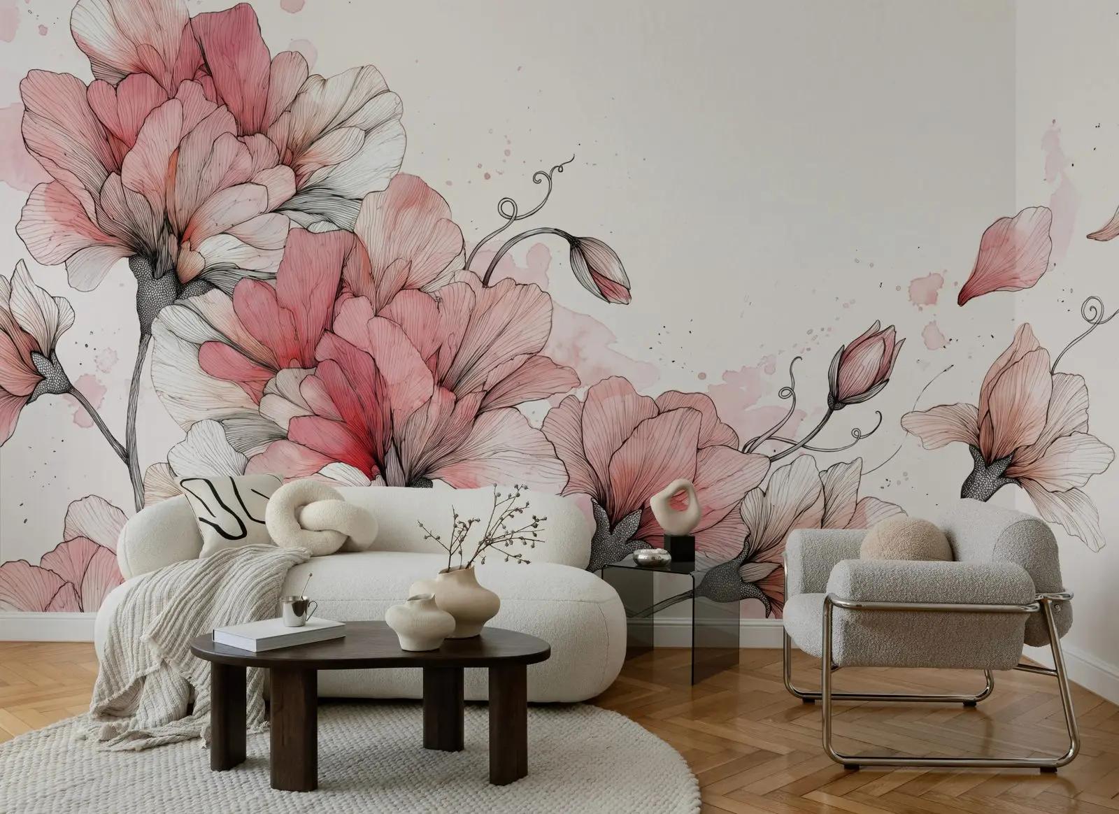 Blush Sweet Pea Wallpaper Mural