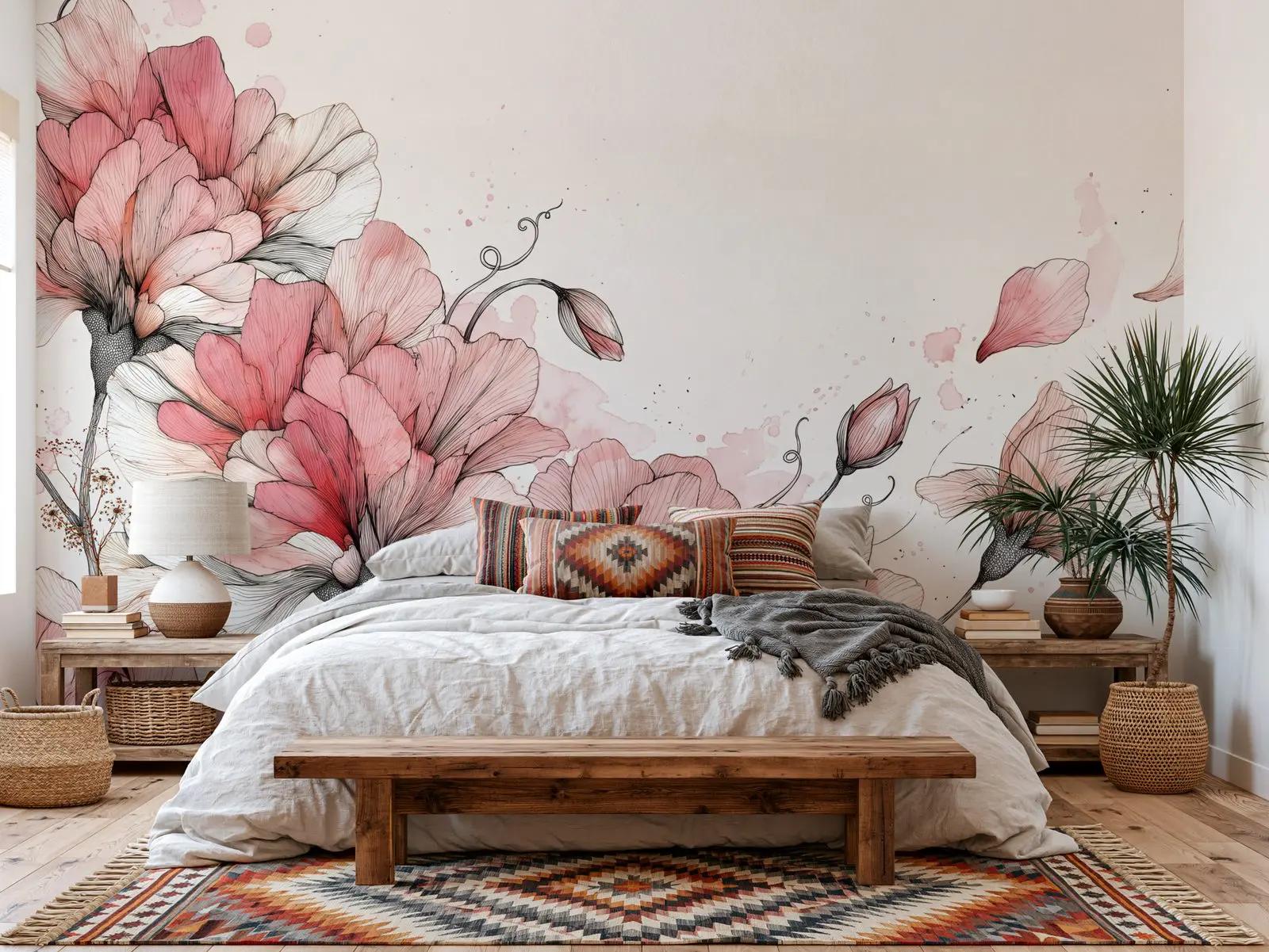 Blush Sweet Pea Wallpaper Mural