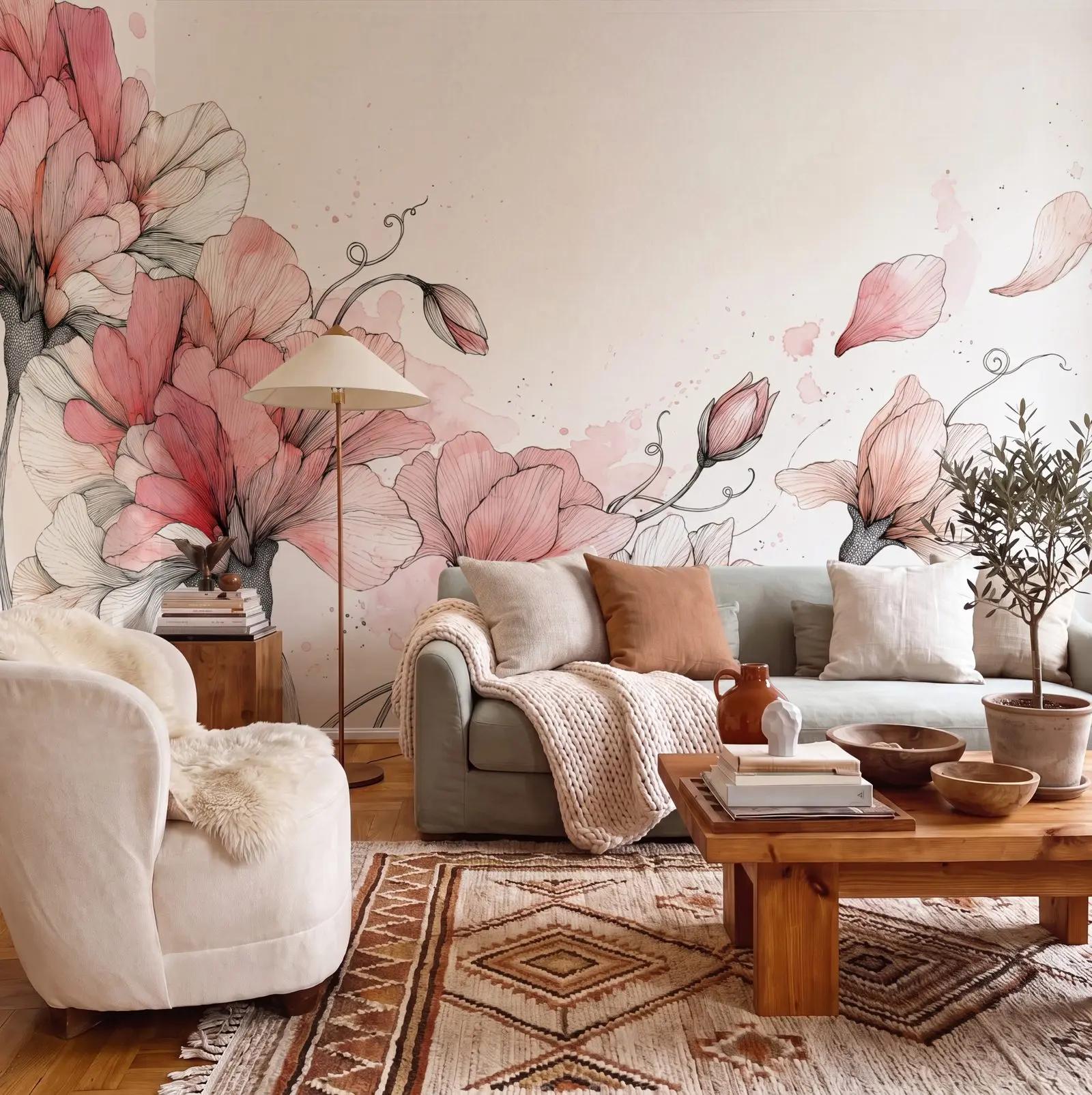 Blush Sweet Pea Wallpaper Mural