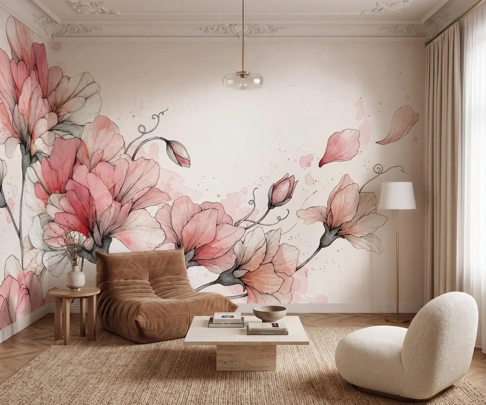 Blush Sweet Pea Wallpaper Mural