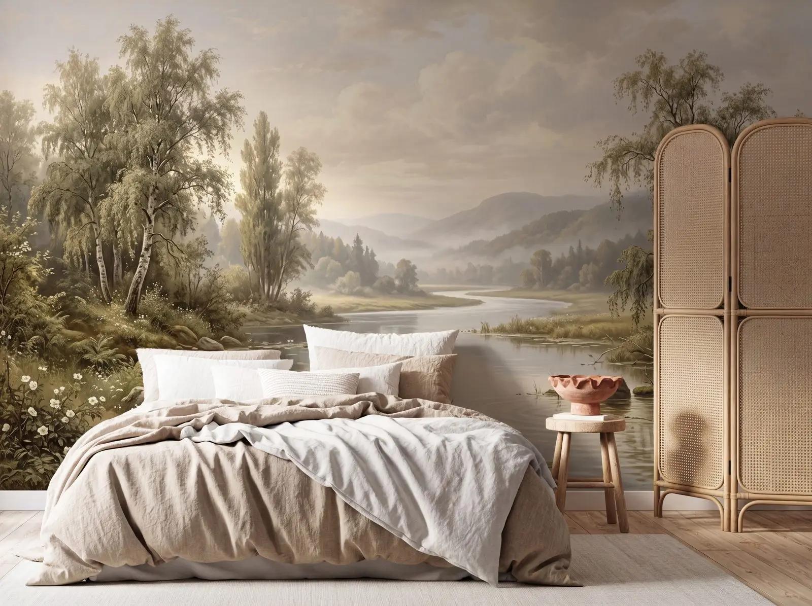 Pastoral River Water Feature Wallpaper