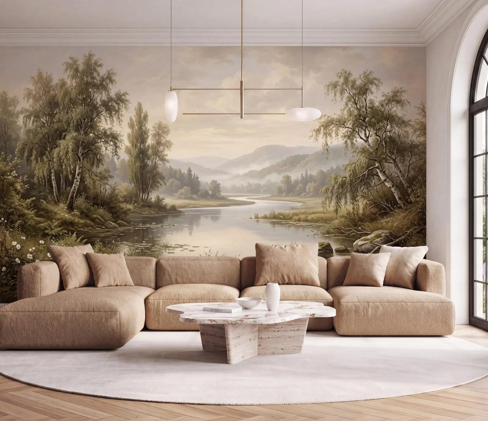 Pastoral River Water Feature Wallpaper