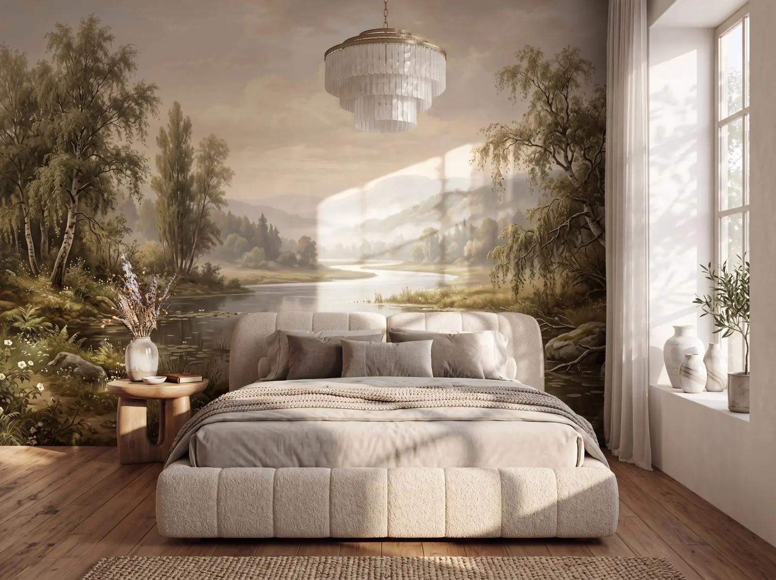 Pastoral River Water Feature Wallpaper