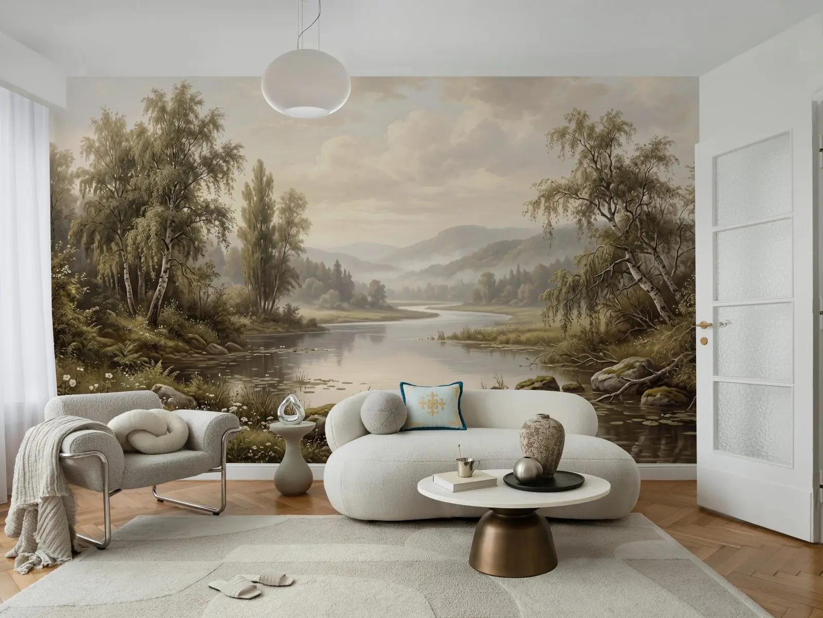 Pastoral River Water Feature Wallpaper