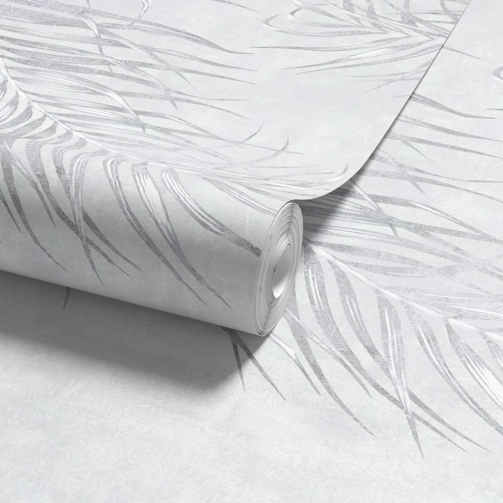 Pale Grey Palm Leaf Wallpaper Mural