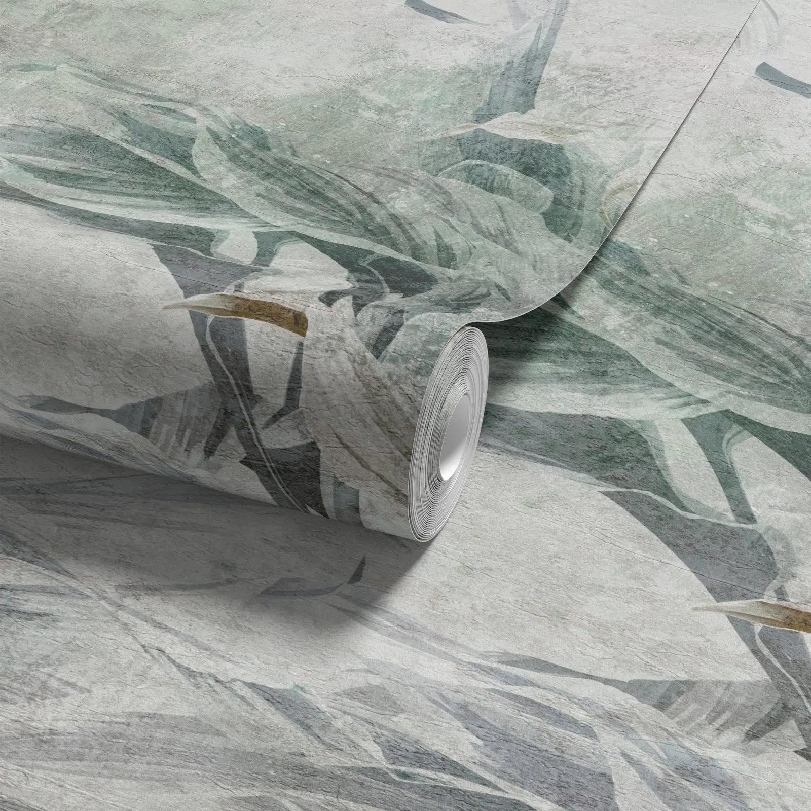 Nature Wallpaper Mural with Sage Botanical Leaves