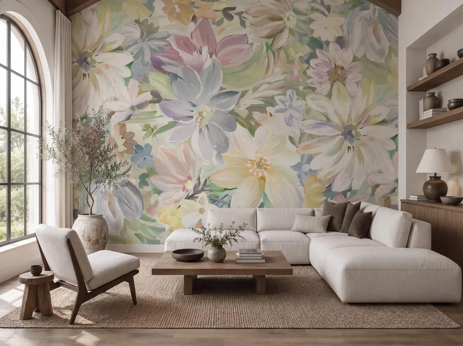 Pastel Floral Wallpaper Mural