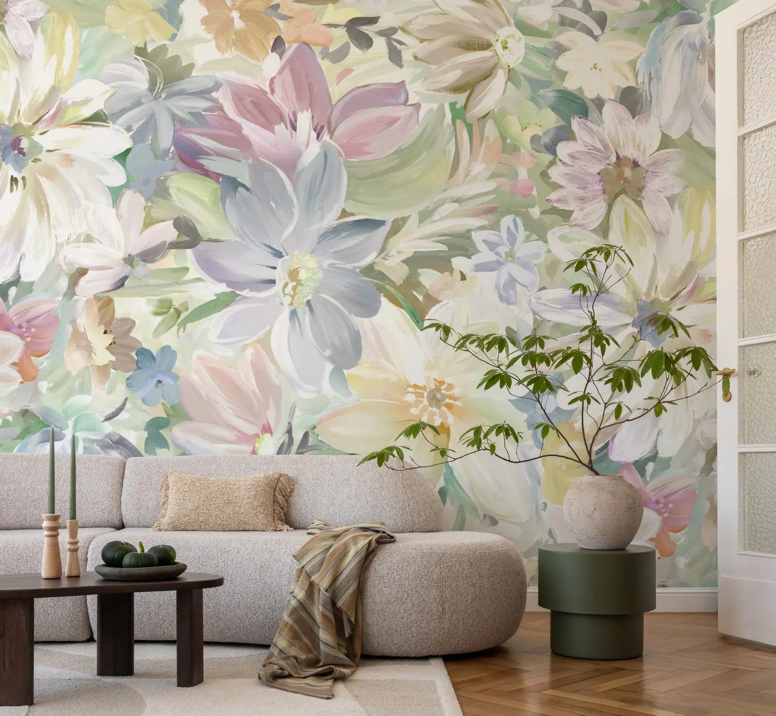 Pastel Floral Wallpaper Mural