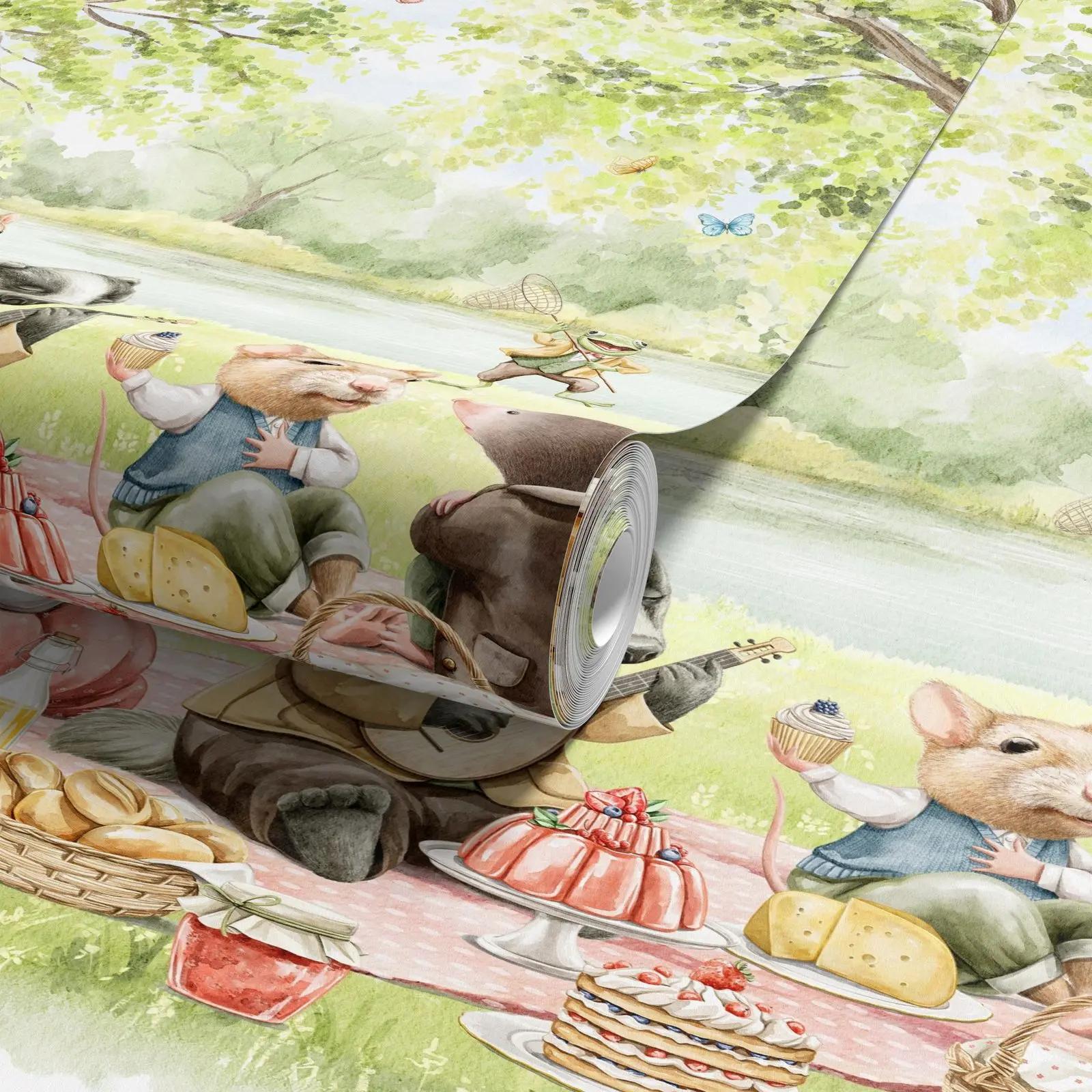 Woodland Animal Picnic Wallpaper