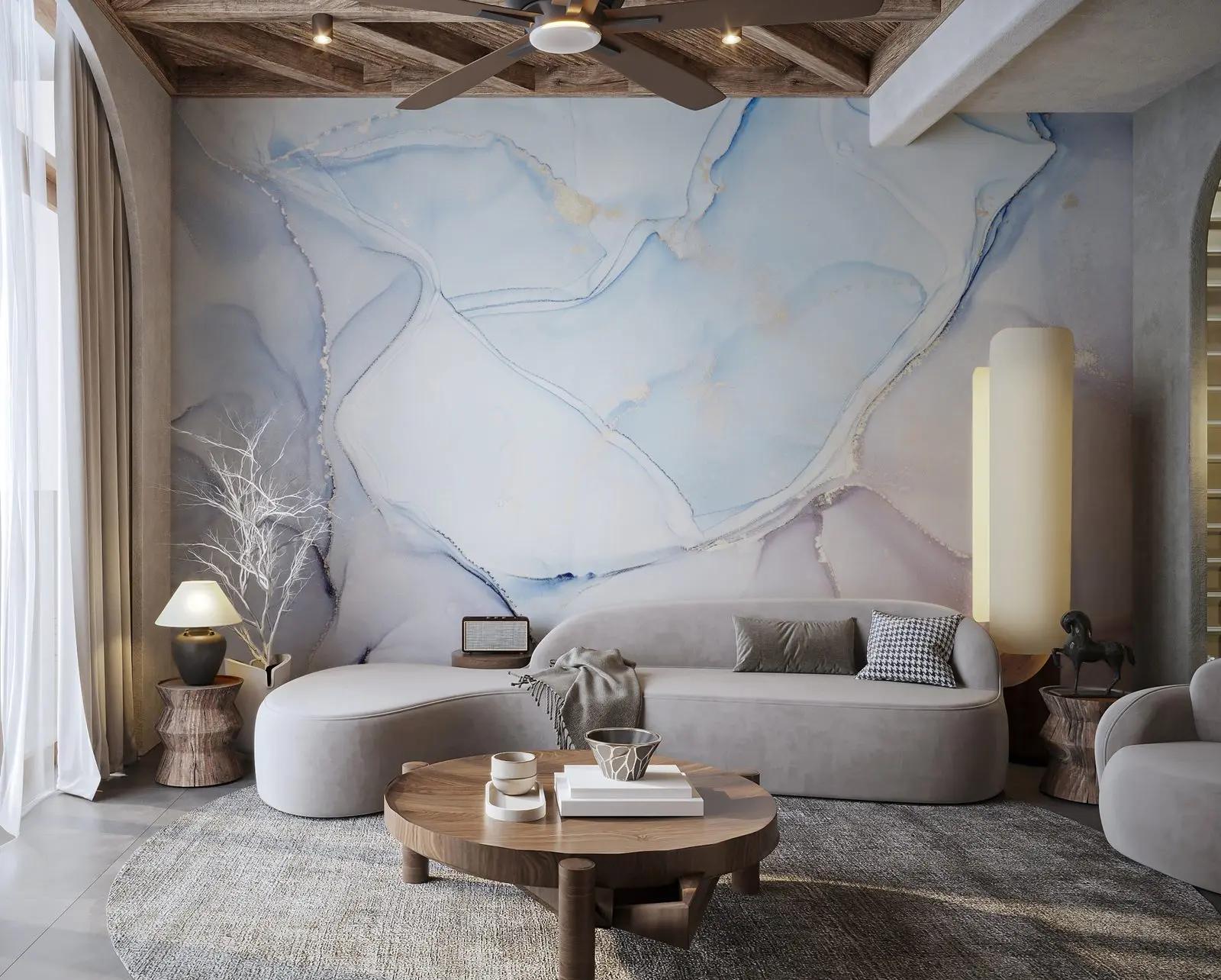 Blue Grey Marble Wallpaper Mural