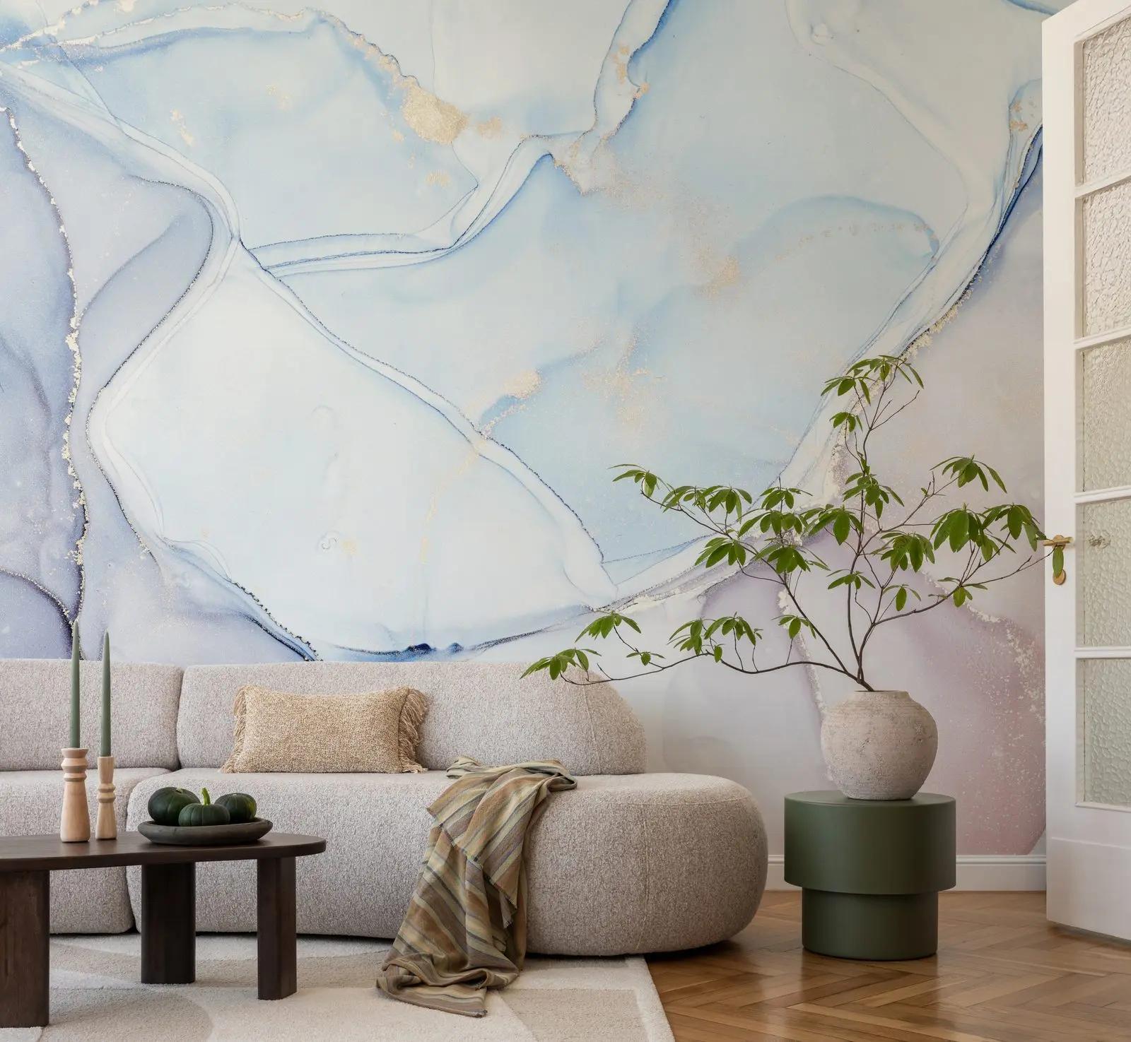 Blue Grey Marble Wallpaper Mural