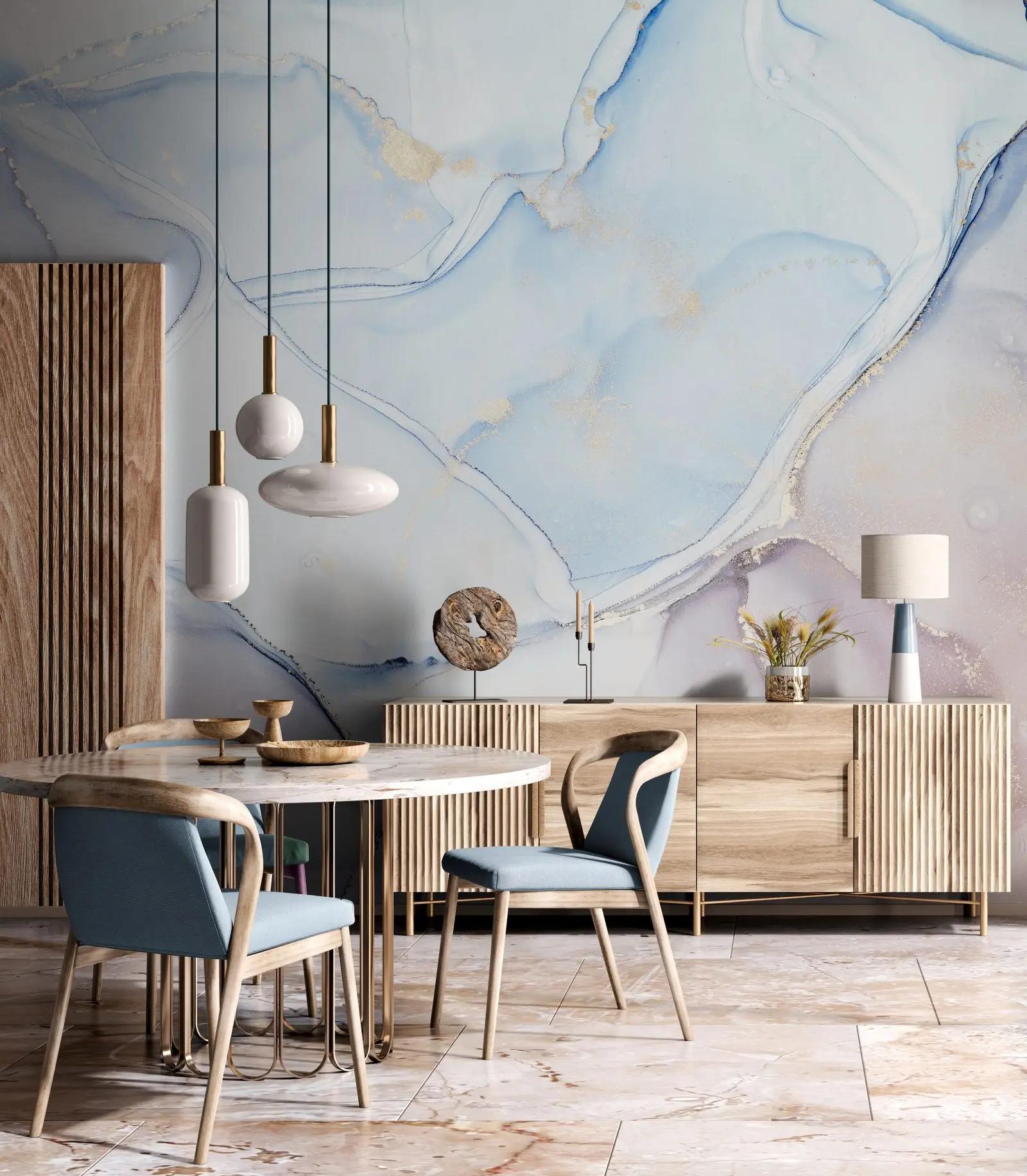 Blue Grey Marble Wallpaper Mural