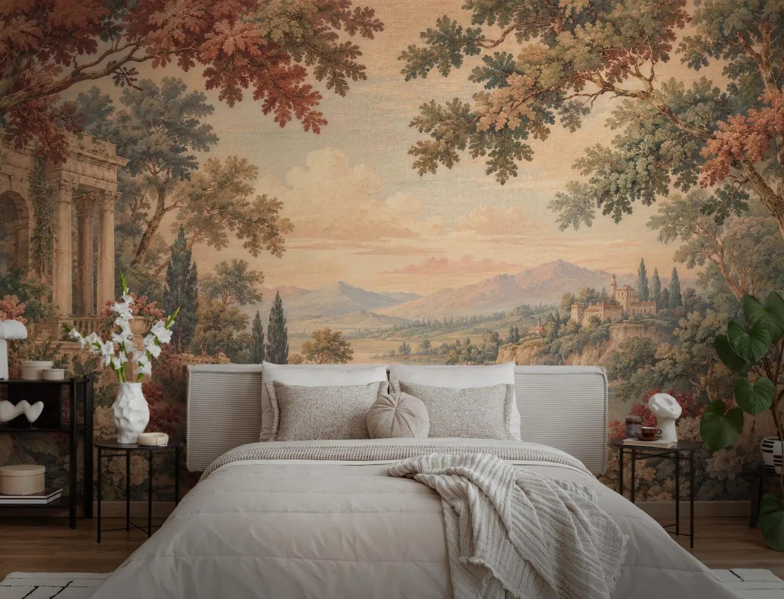 Classical Landscape Wallpaper Mural with Roman Arches