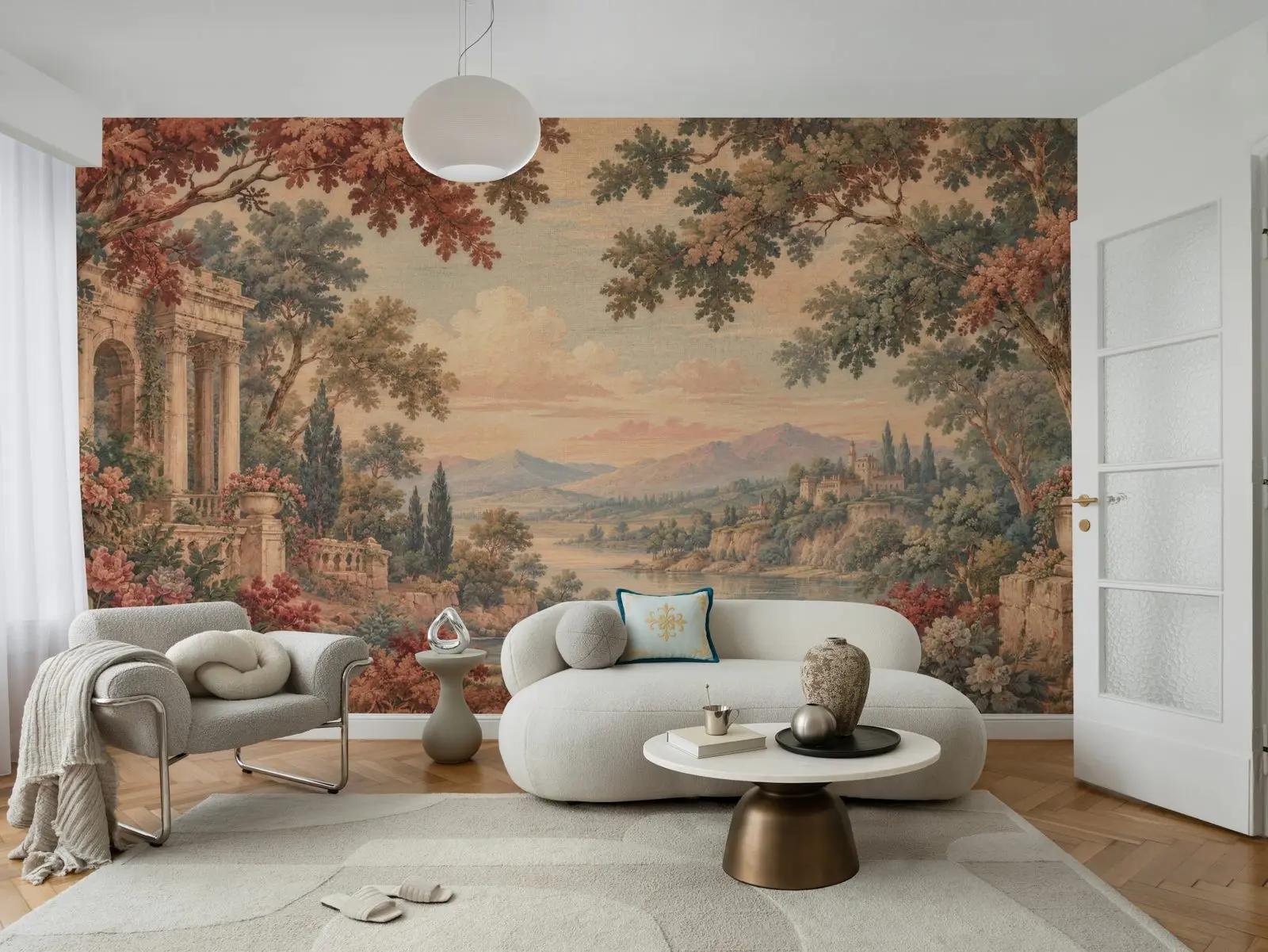 Classical Landscape Wallpaper Mural with Roman Arches