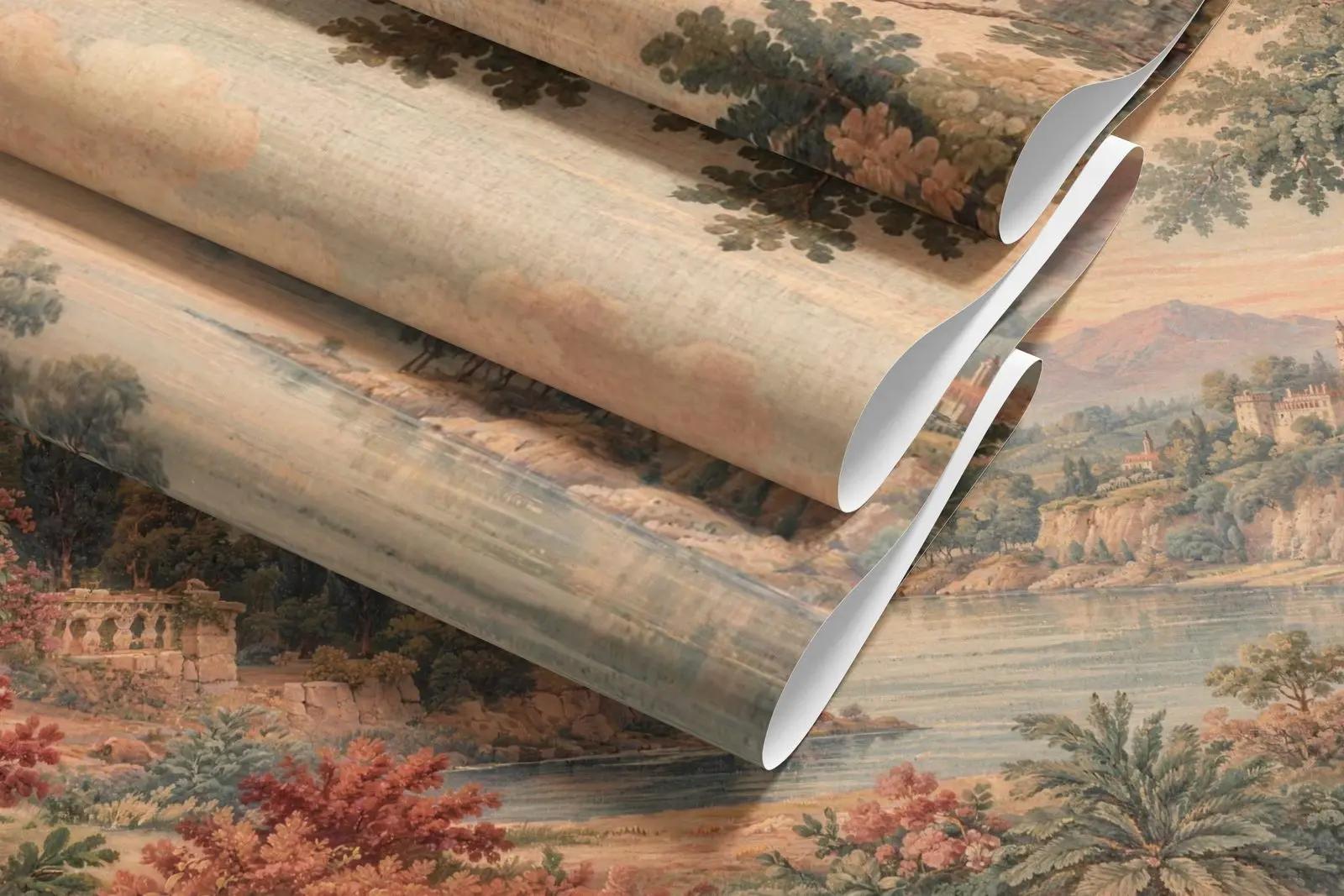 Classical Landscape Wallpaper Mural with Roman Arches
