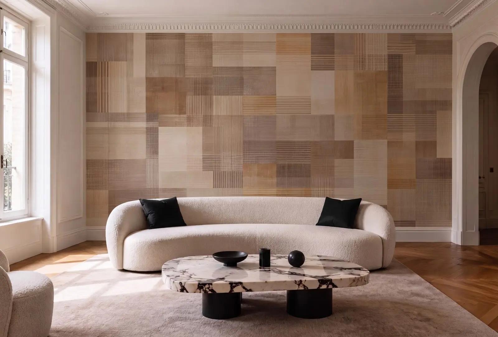 Geometric Beige Wallpaper Mural