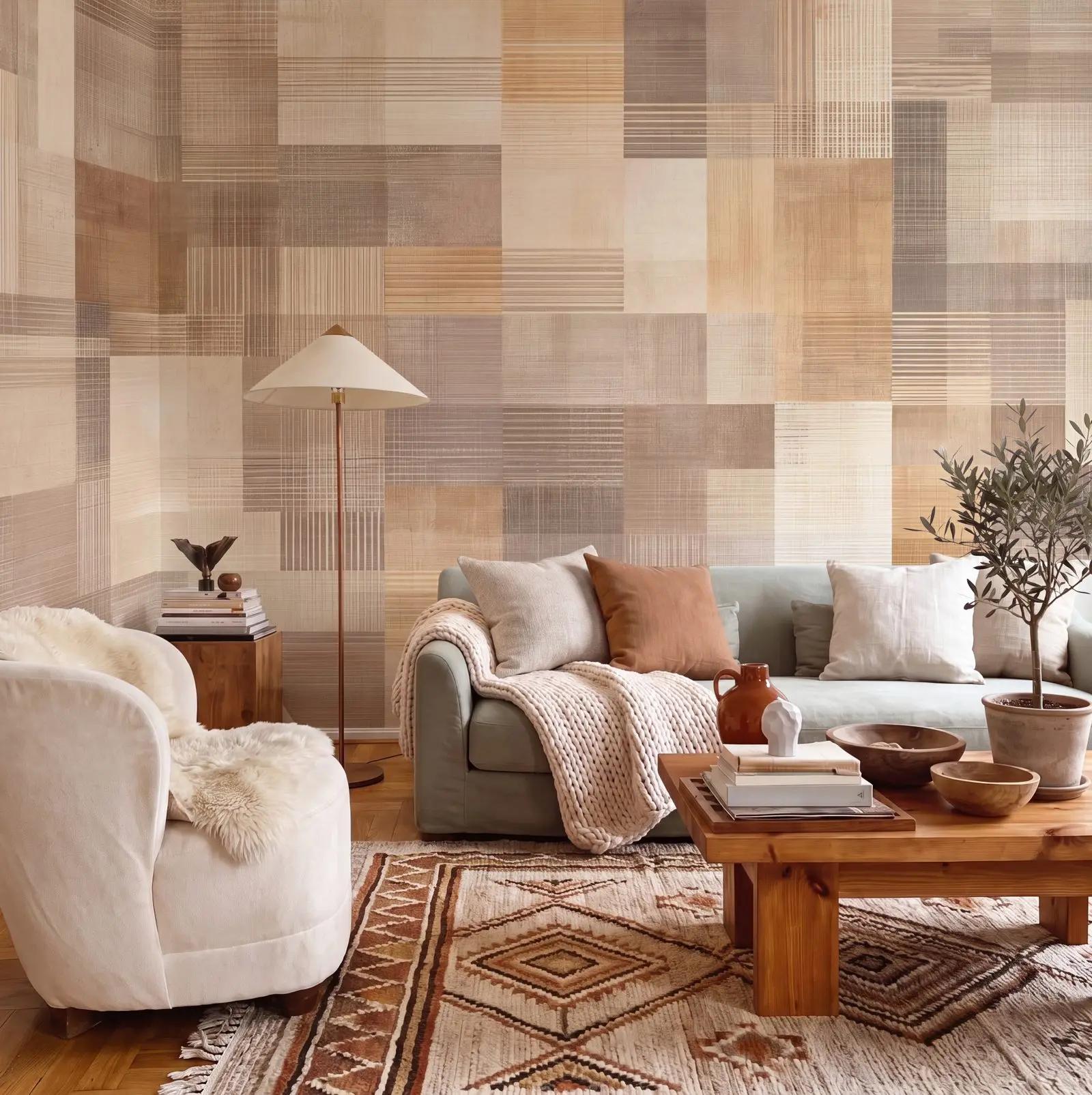 Geometric Beige Wallpaper Mural