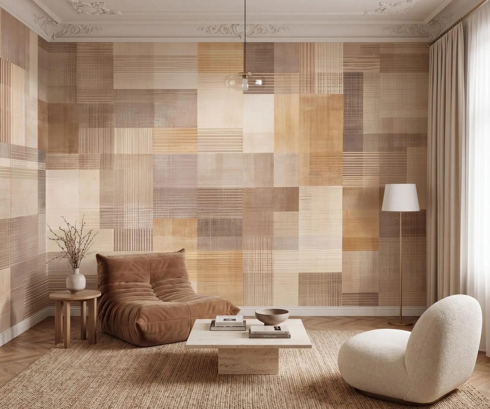 Geometric Beige Wallpaper Mural