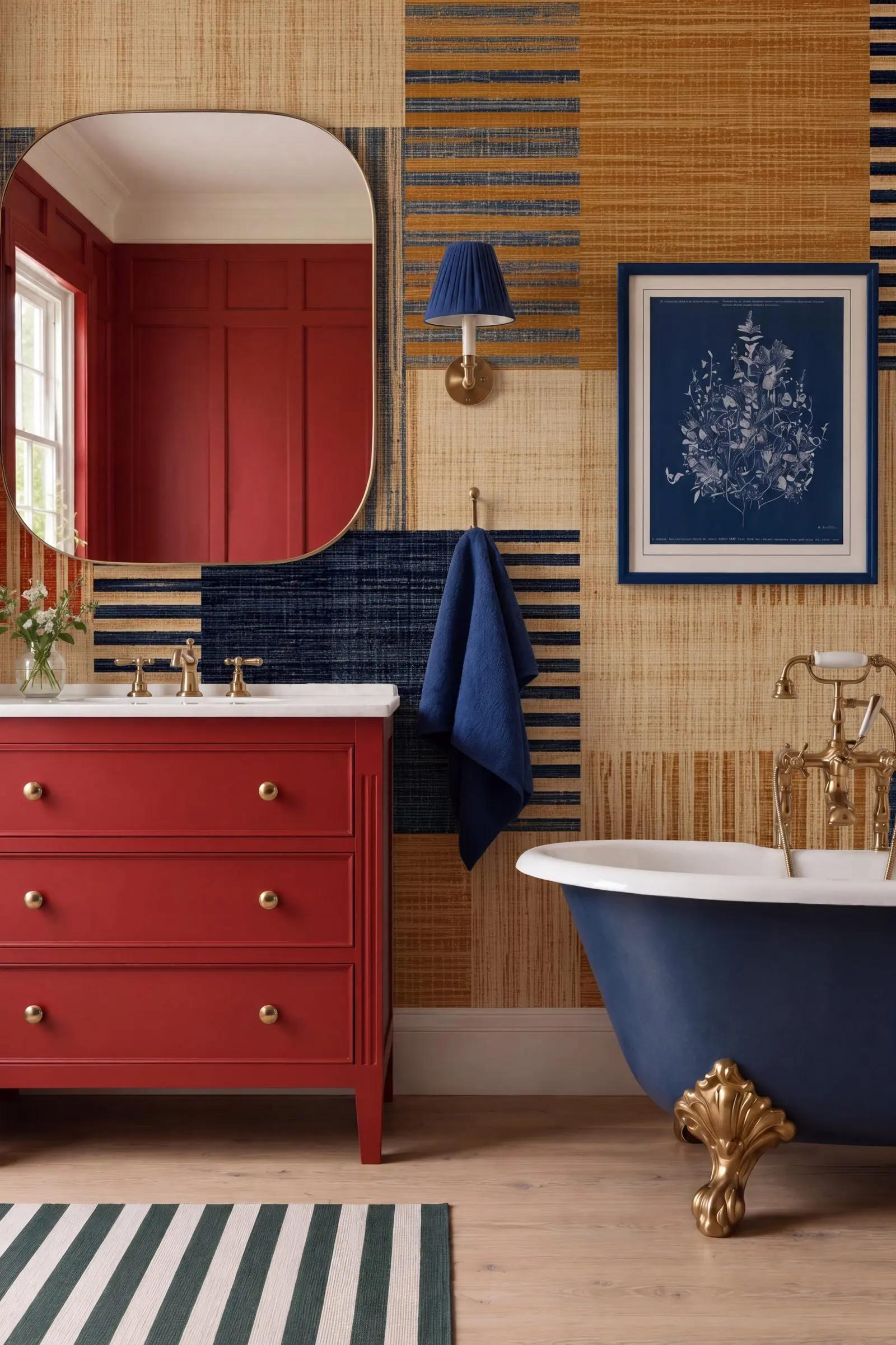 Wallpaper Retro Style Geometric Textile Wallpaper Mural