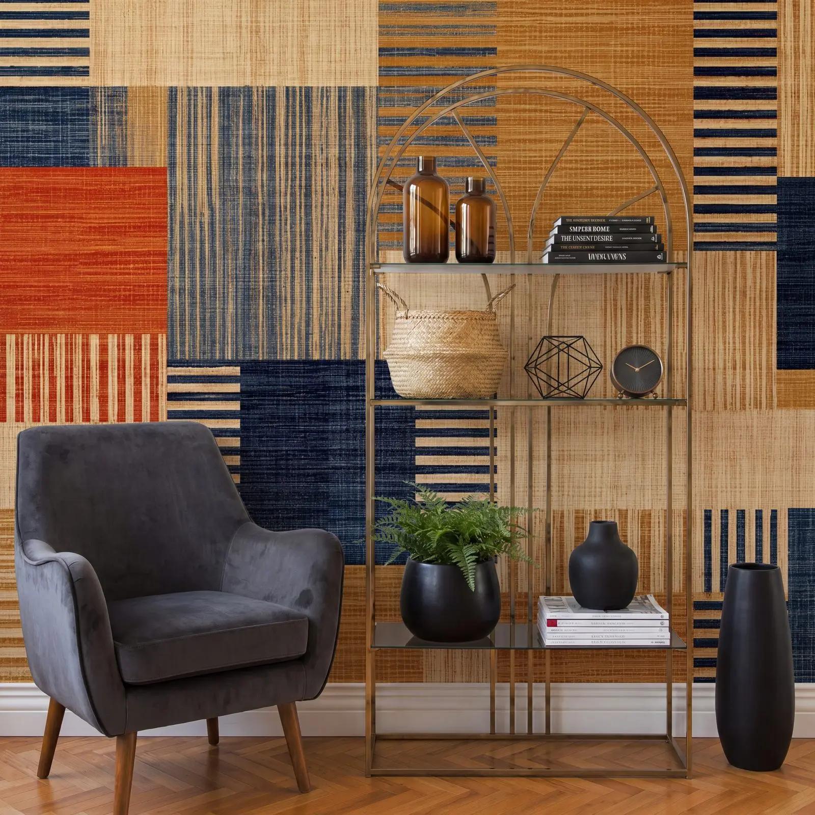 Wallpaper Retro Style Geometric Textile Wallpaper Mural