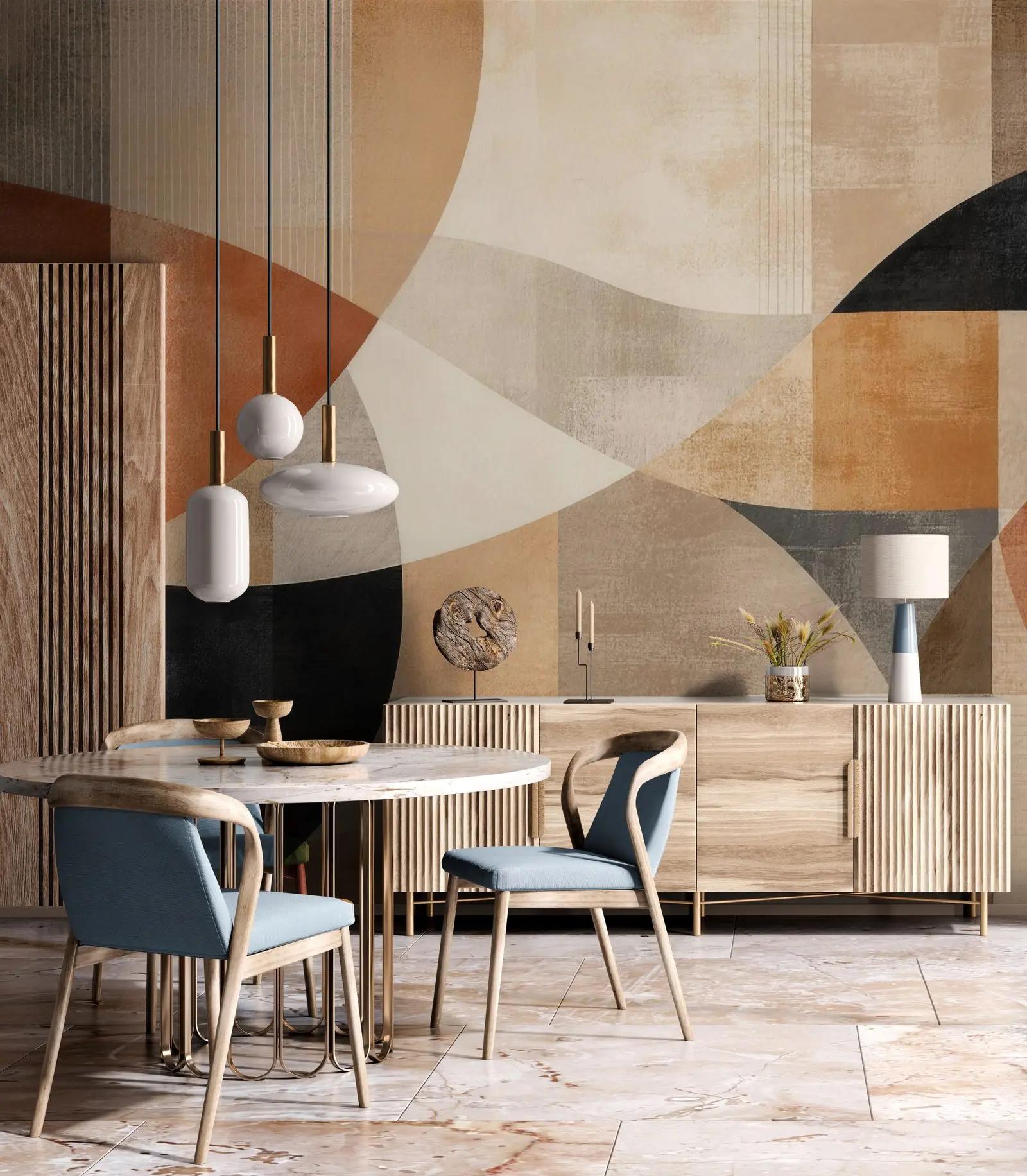Terracotta Geometric Wallpaper Mural