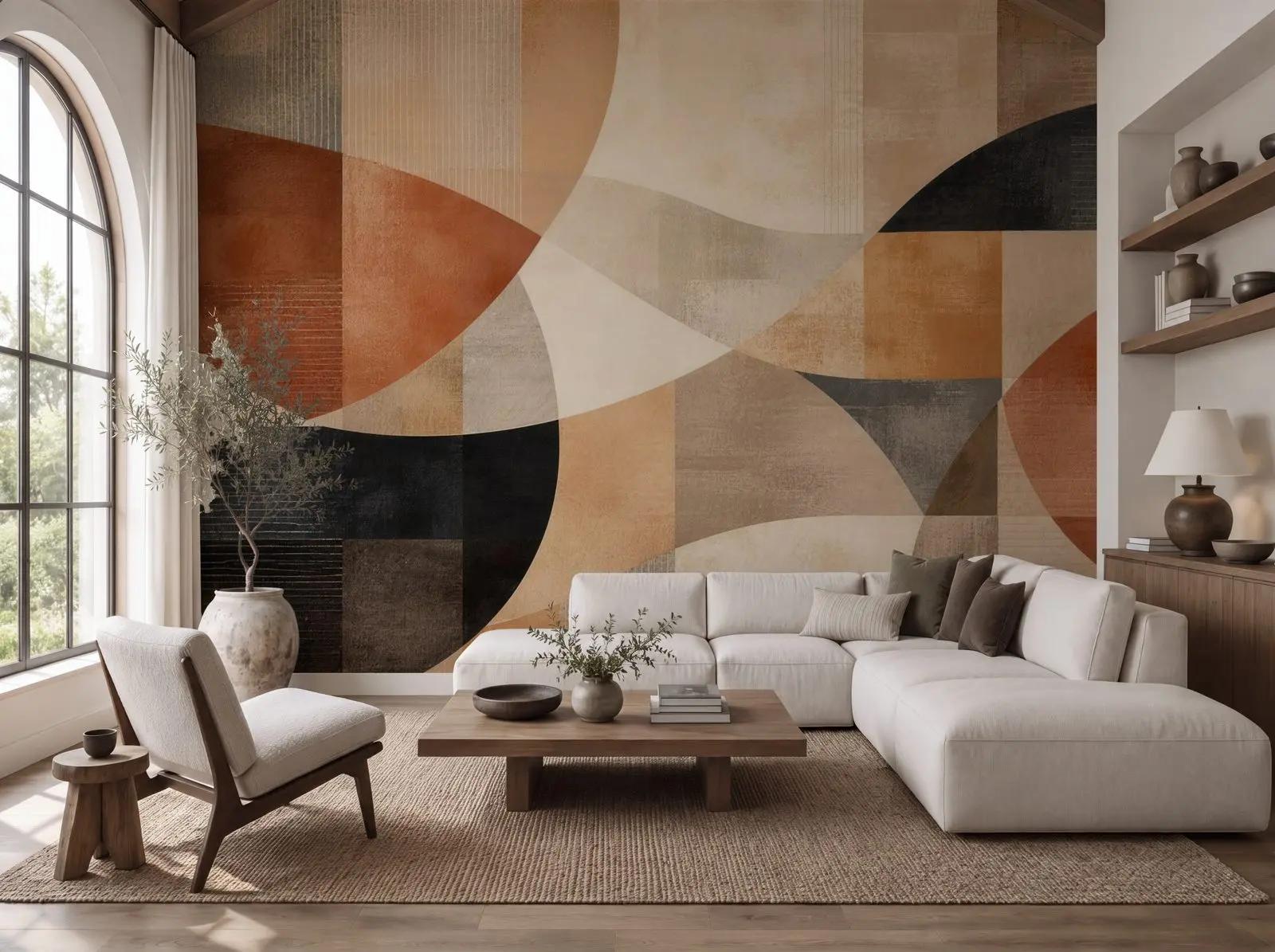 Terracotta Geometric Wallpaper Mural