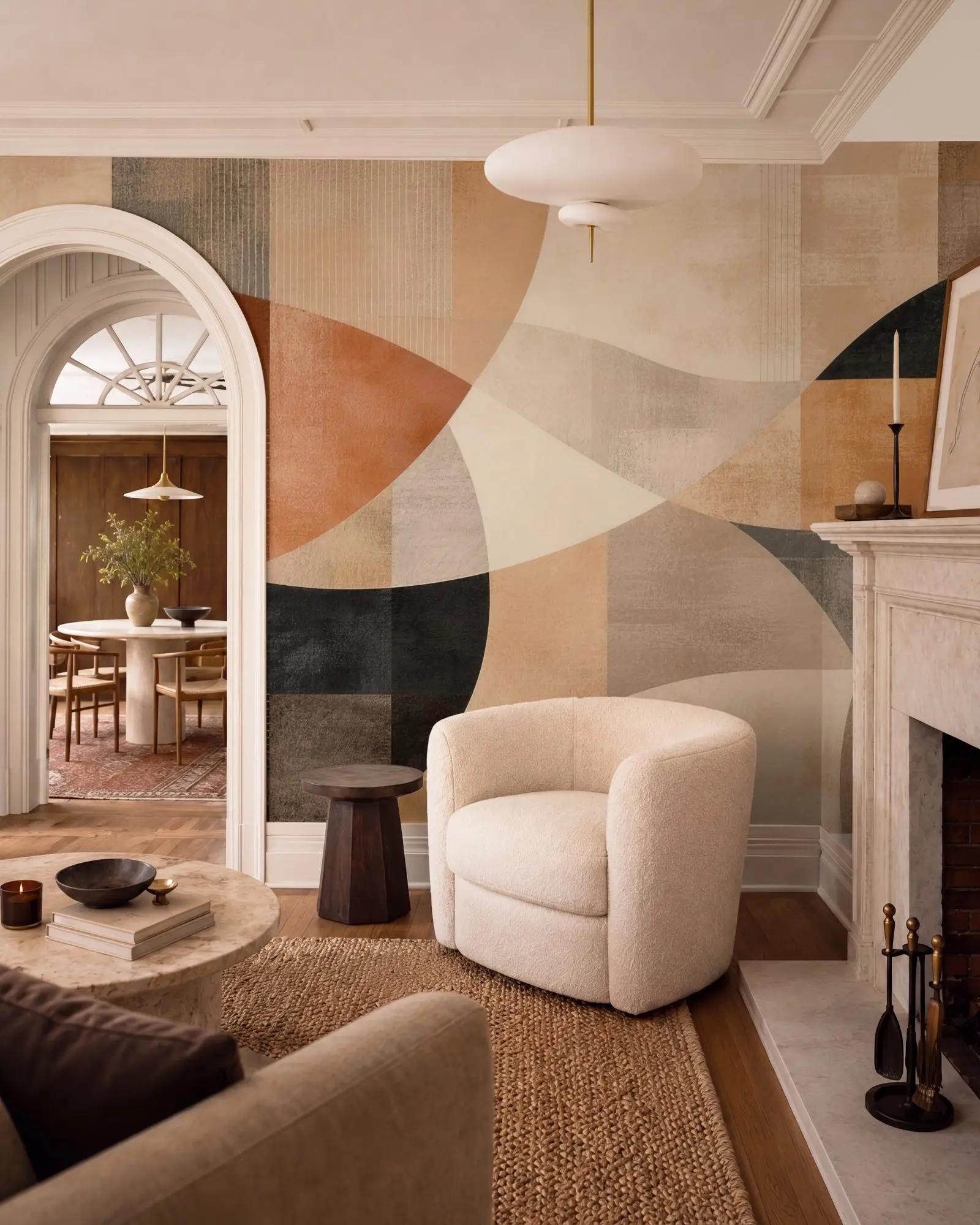 Terracotta Geometric Wallpaper Mural