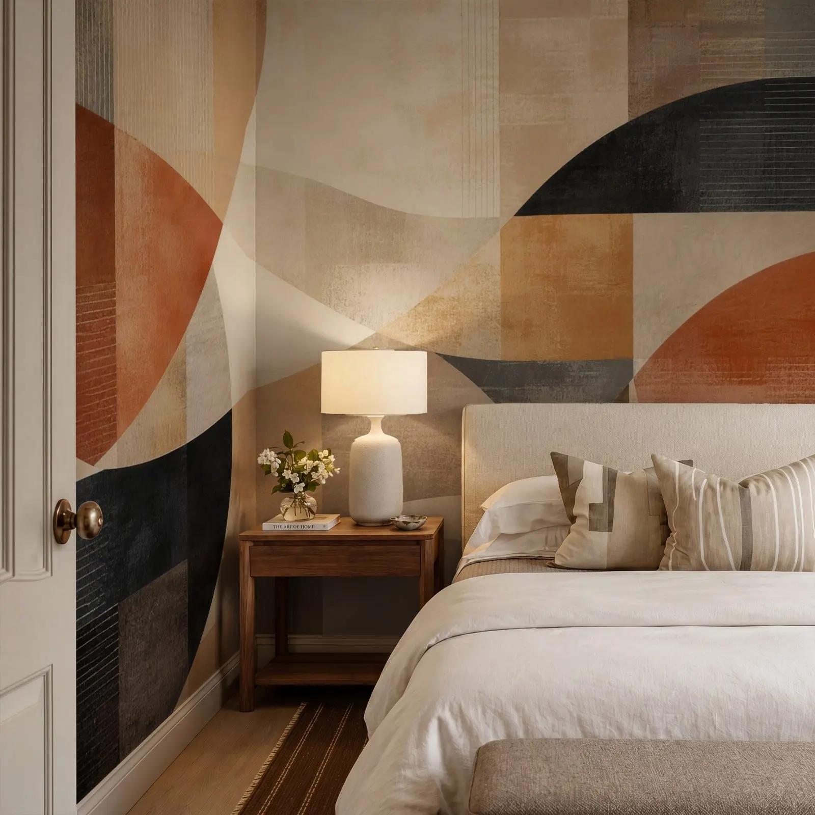 Terracotta Geometric Wallpaper Mural