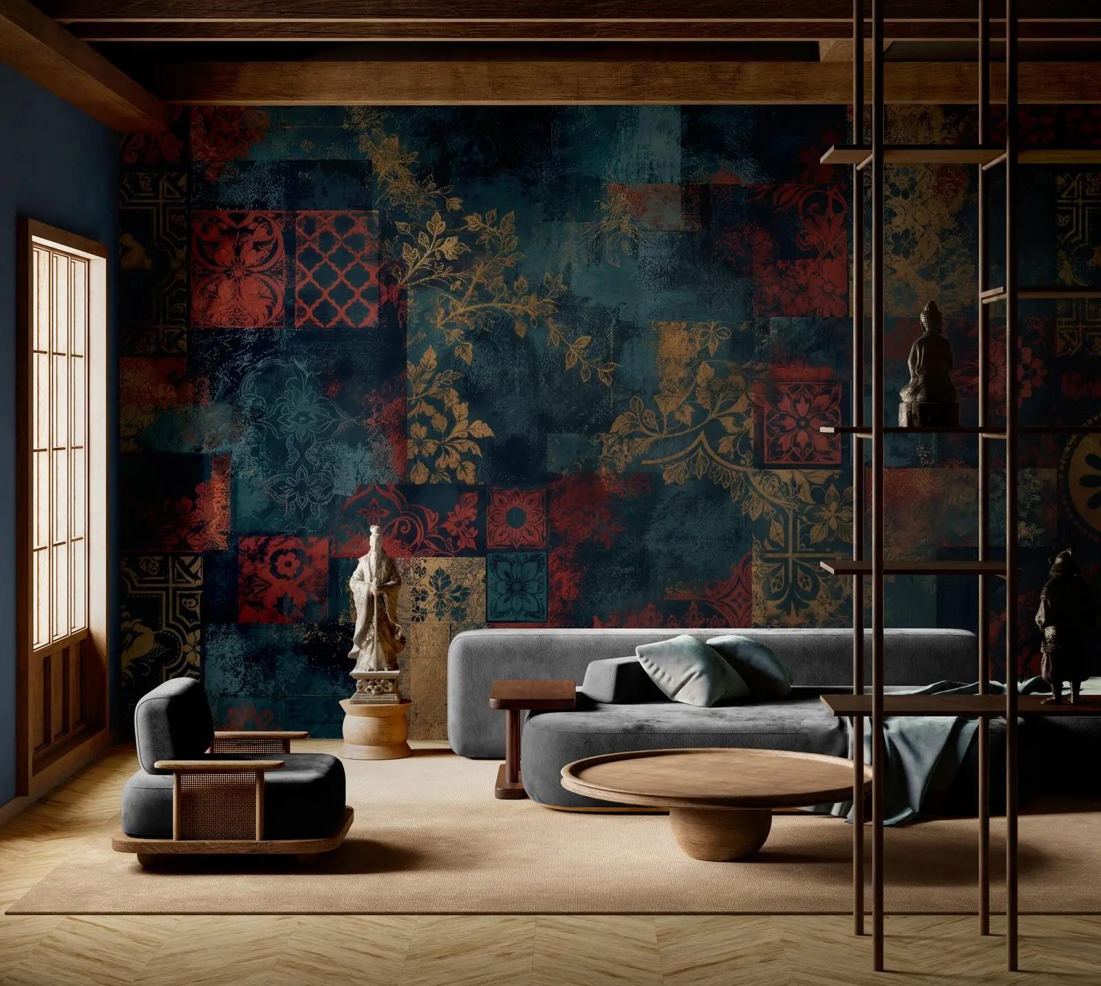 Distressed Decorative Tile Wallpaper Mural