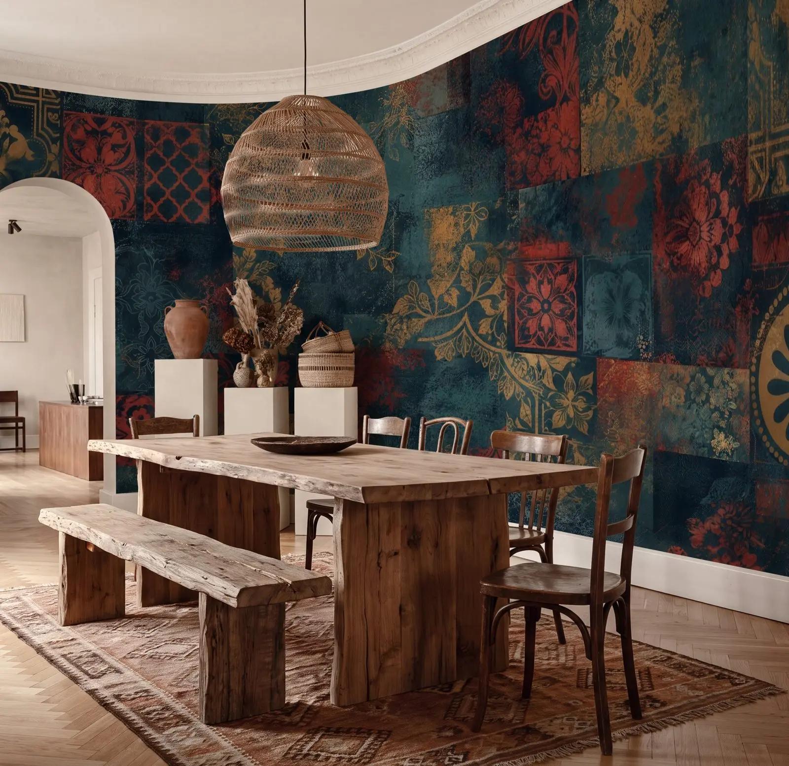 Distressed Decorative Tile Wallpaper Mural
