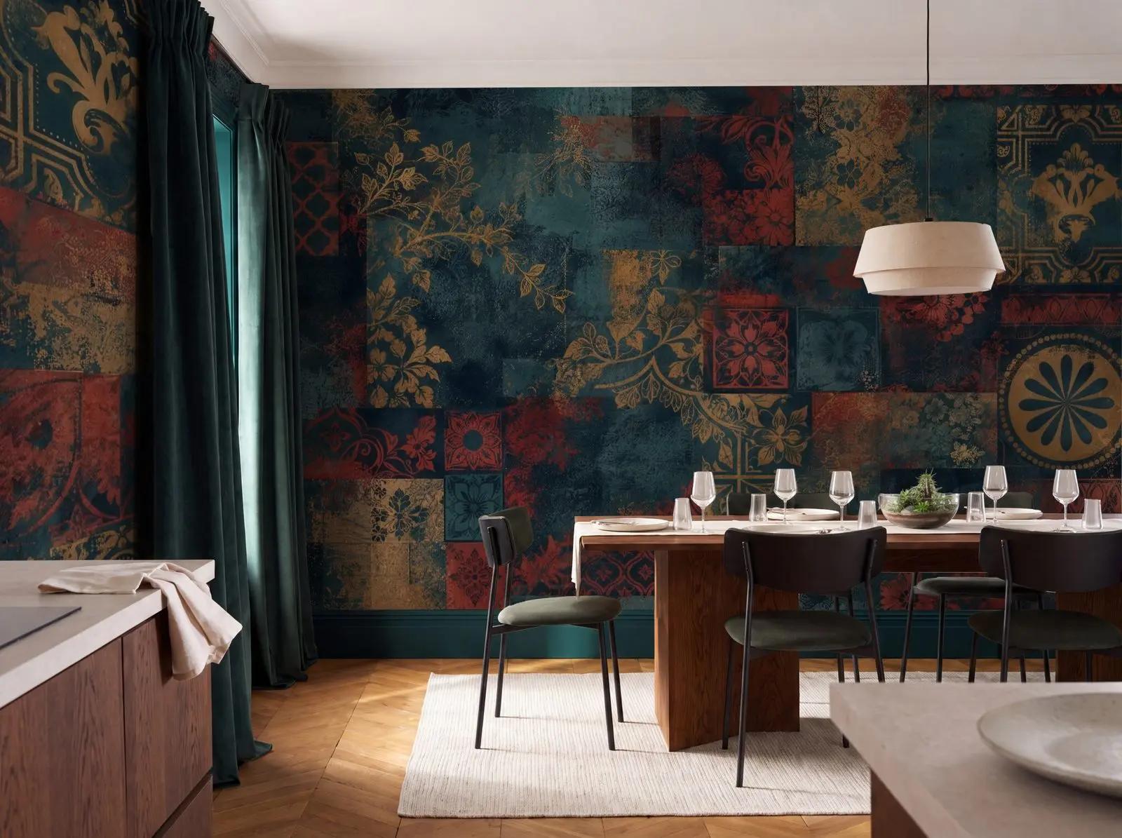 Distressed Decorative Tile Wallpaper Mural