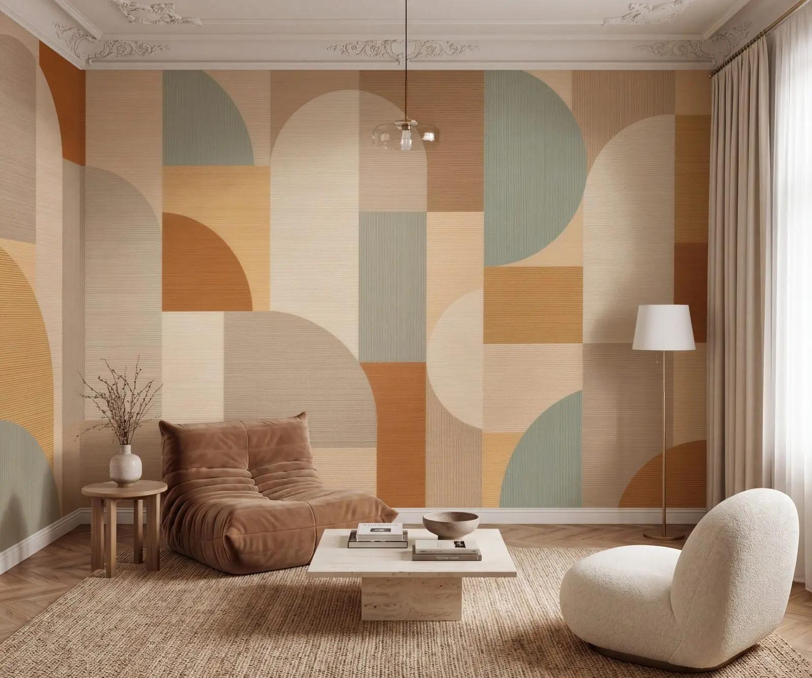 Abstract Arch Wallpaper Mural in Terracotta and Sage | Wallhue