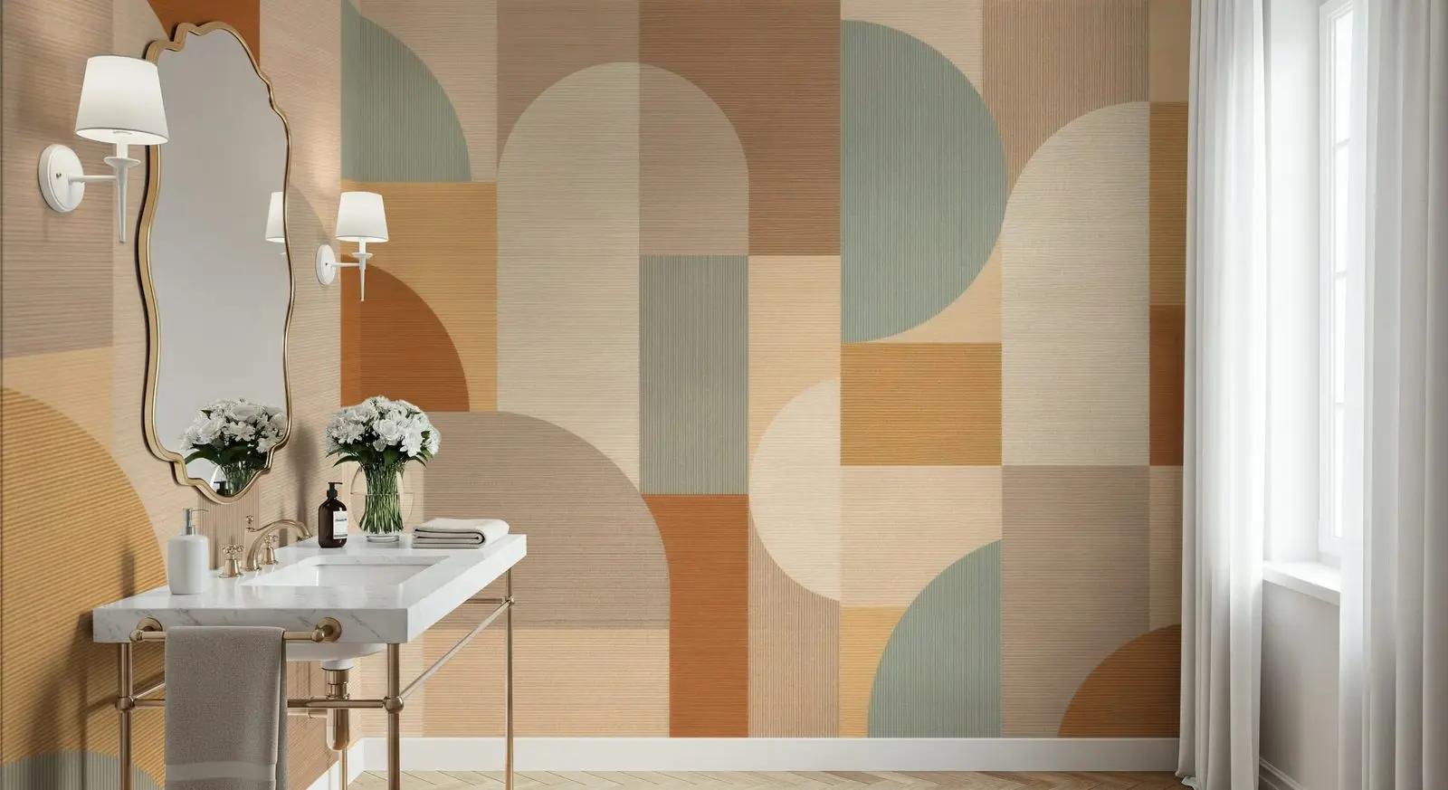 Abstract Geometric Arch Wallpaper Mural