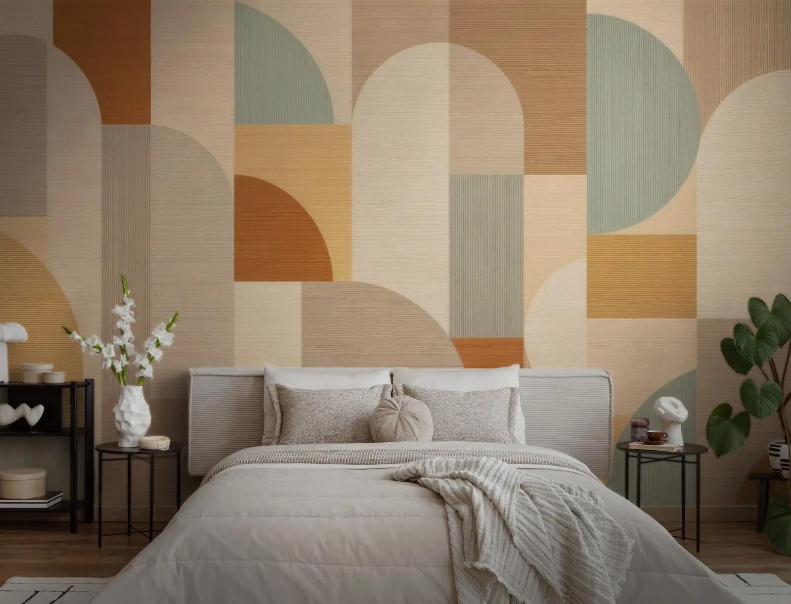 Abstract Arch Wallpaper Mural in Terracotta and Sage | Wallhue